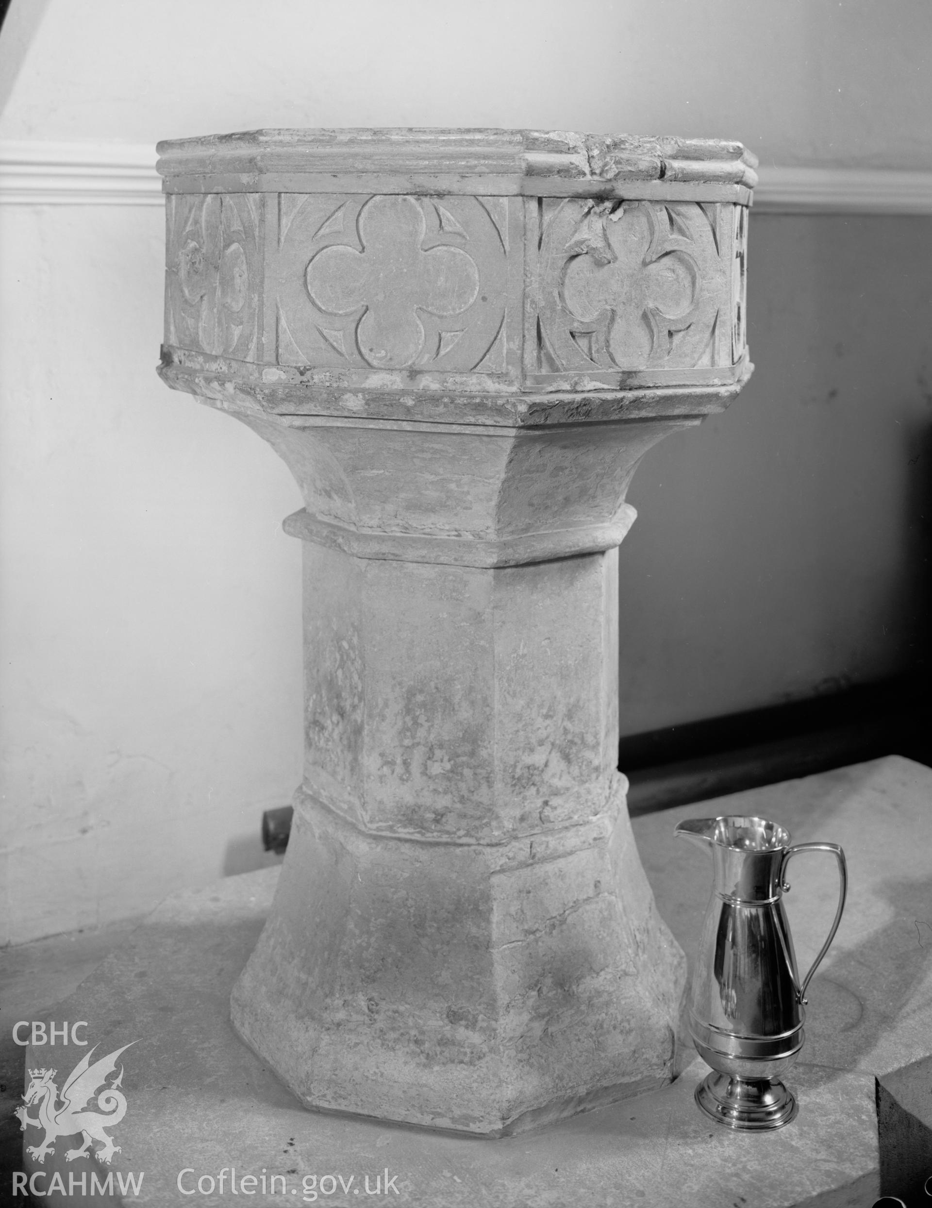 Interior view of St George's Church showing font and jug, St Georges taken 25.06.65.