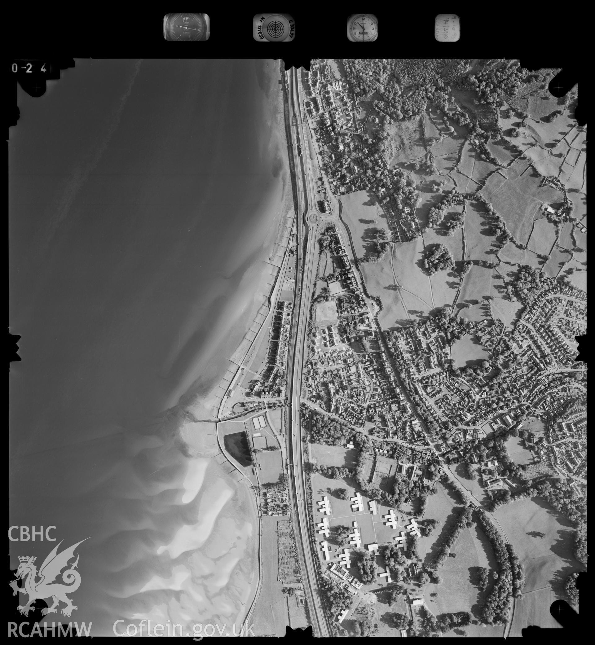 Digitized copy of an aerial photograph showing Llanfairfechan area, taken by Ordnance Survey, 1994.