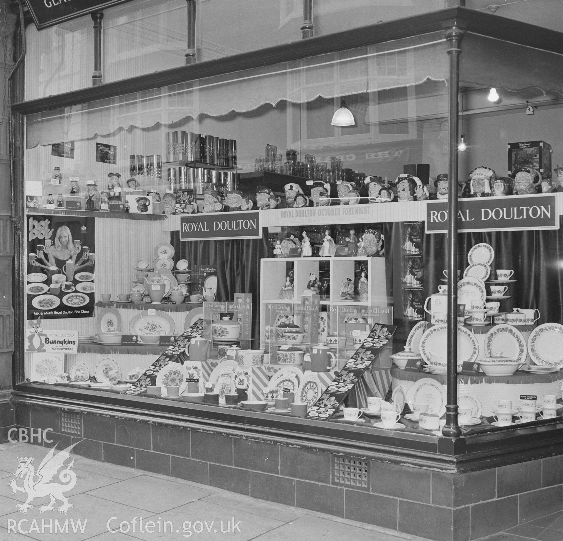Exterior view of Davies the Jewellers on Terrace Road, Aberystwyth taken 30.10.1972