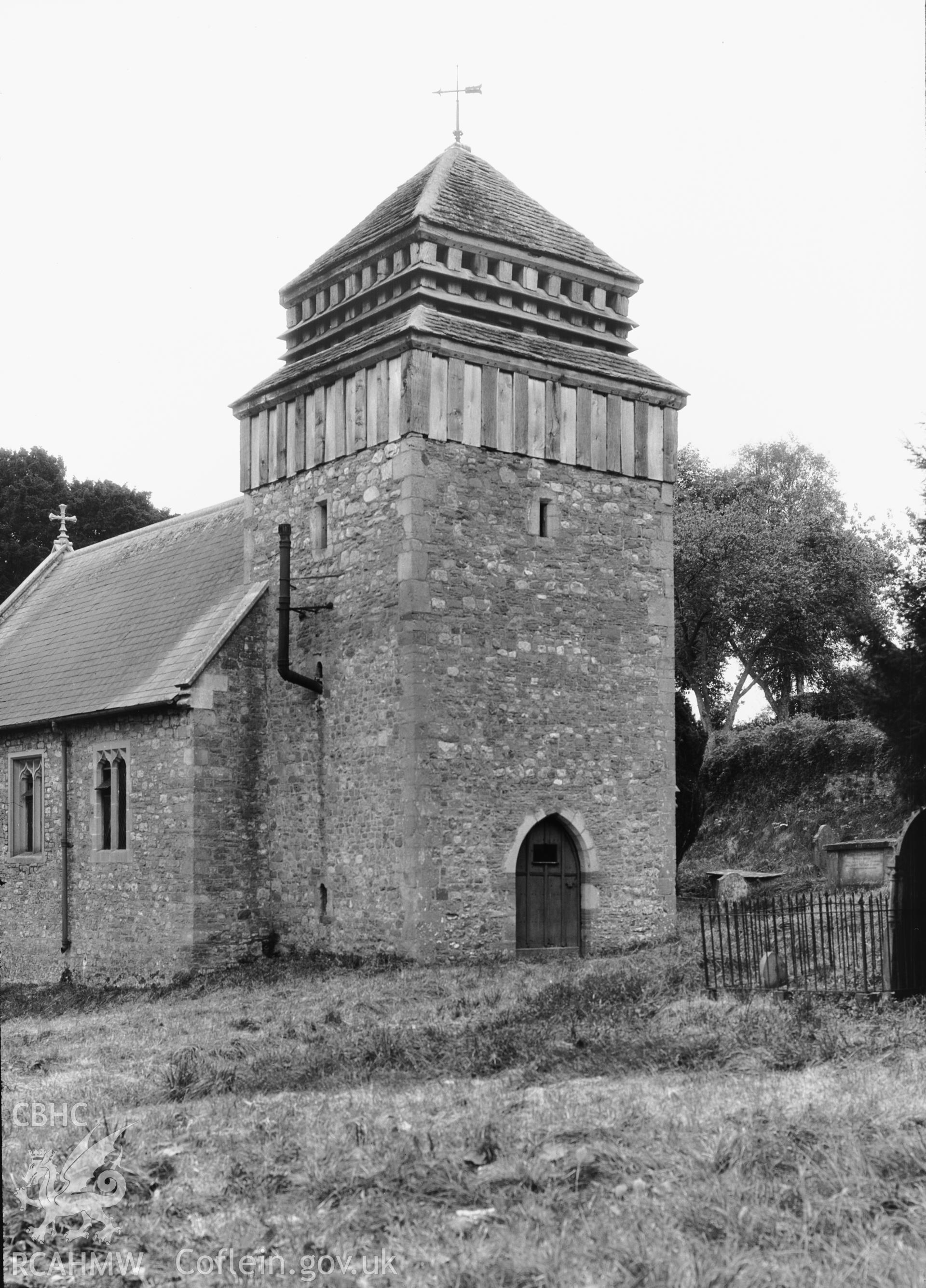 The tower at Llanddewi Rhydderch Church.