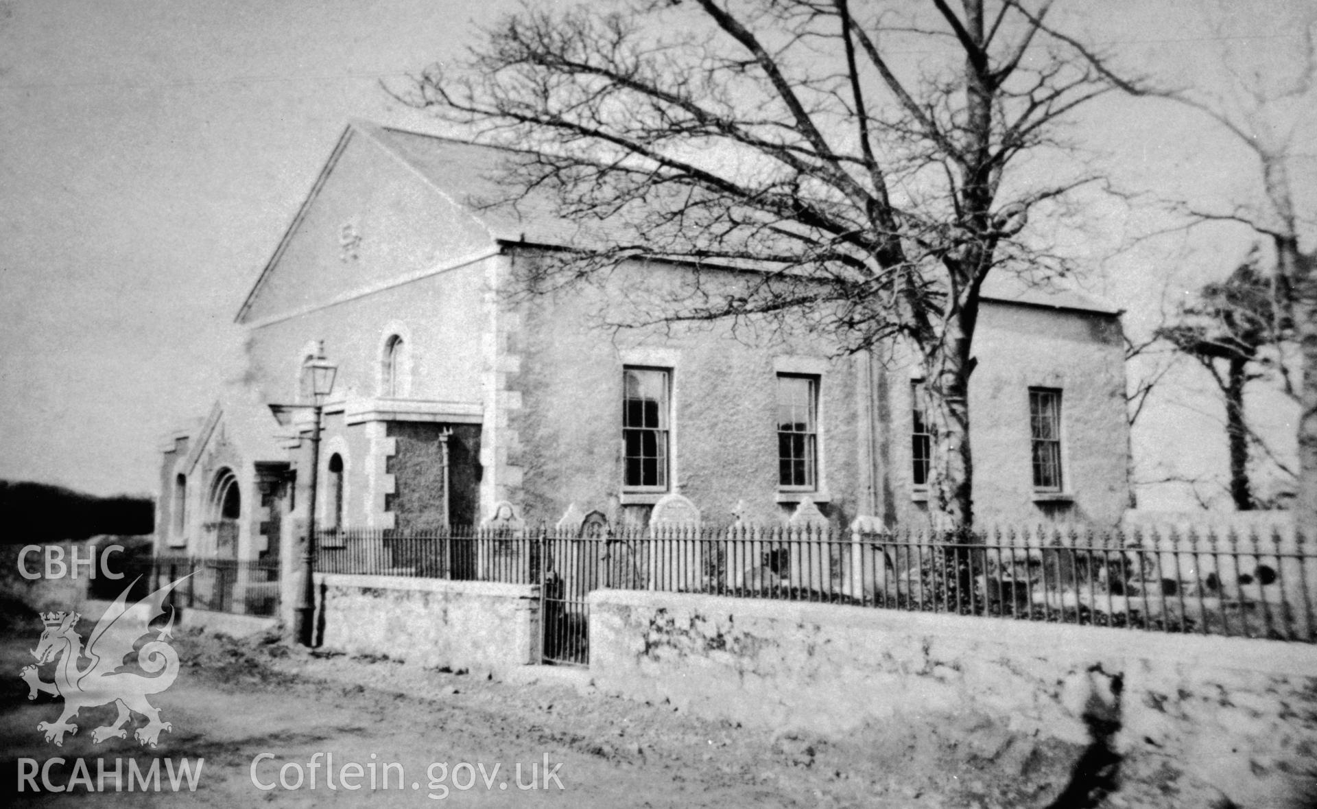 Copy print of an old black and white photograph of Ebenezer Chapel, Old Colwyn, undated.