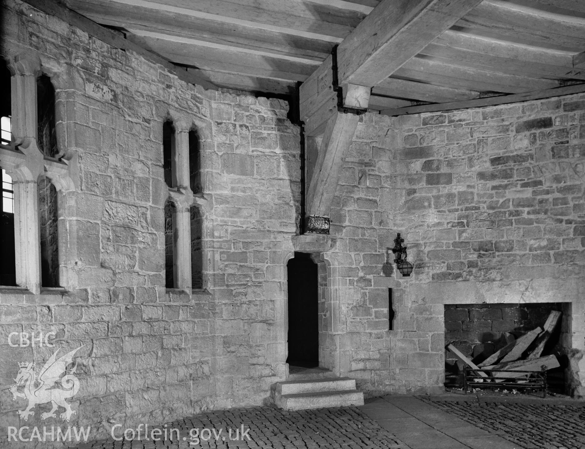 Interior view of Caernarfon Castle, Llanbeblig taken 01.01.1956.