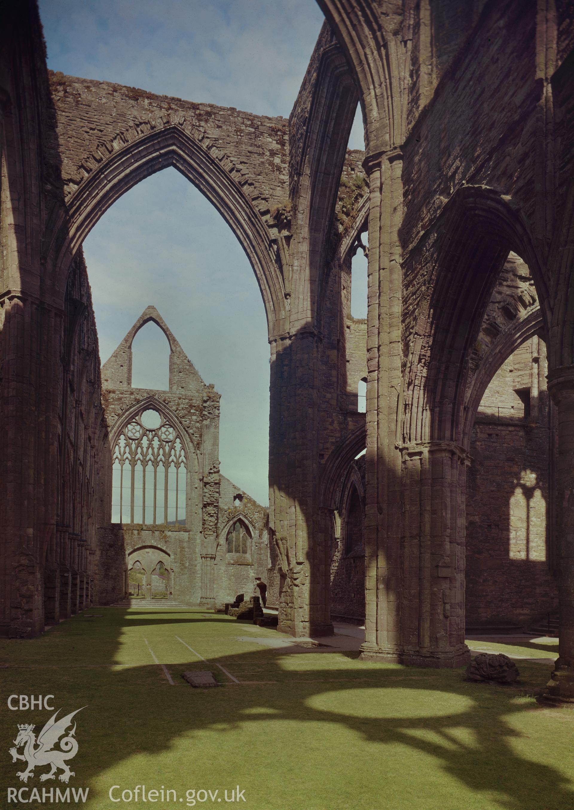 D.O.E. colour transparency of Tintern Abbey: interior view, showing the Nave.