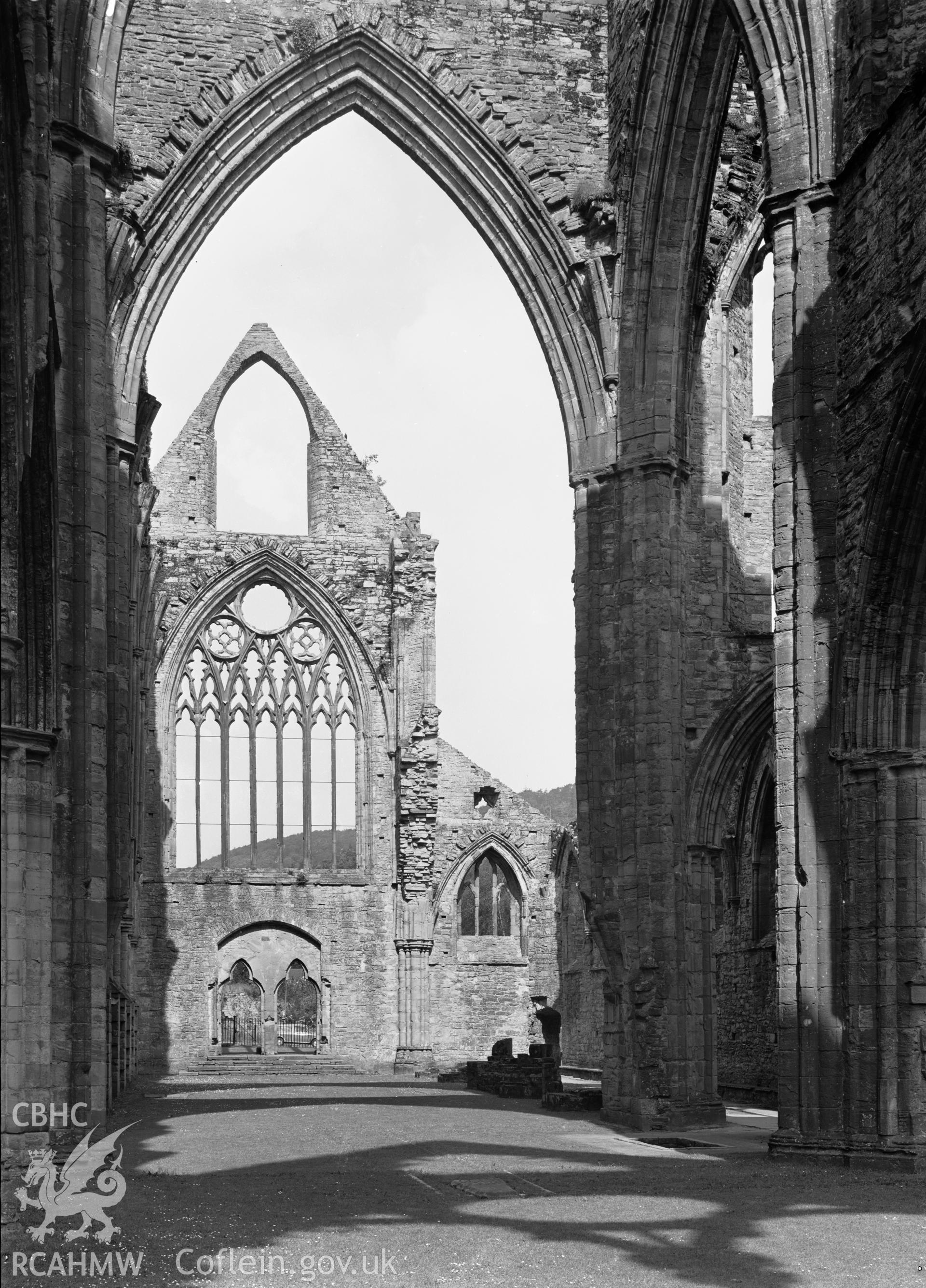 D.O.E. black and white negative of Tintern Abbey.