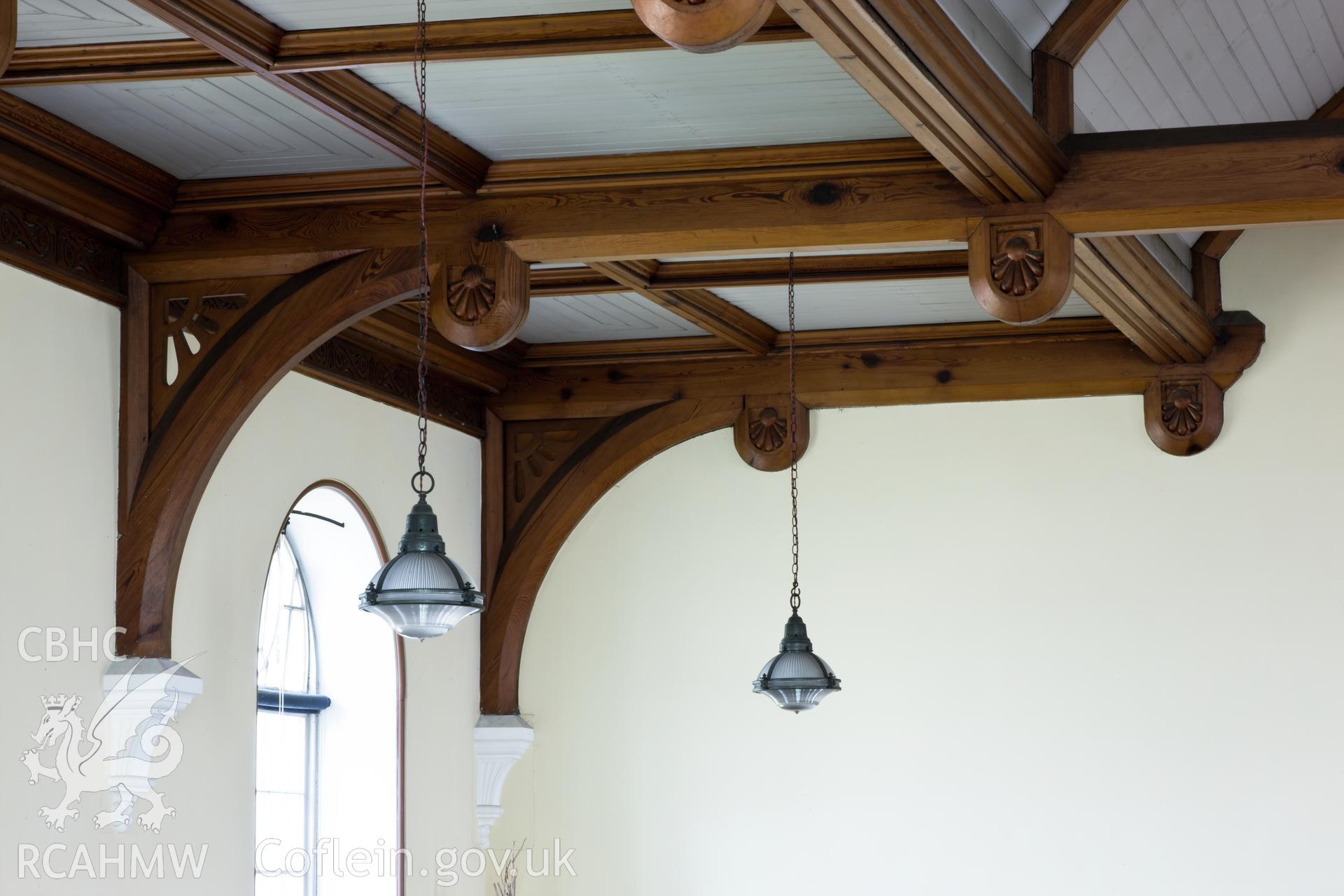 Timber ceiling supports.