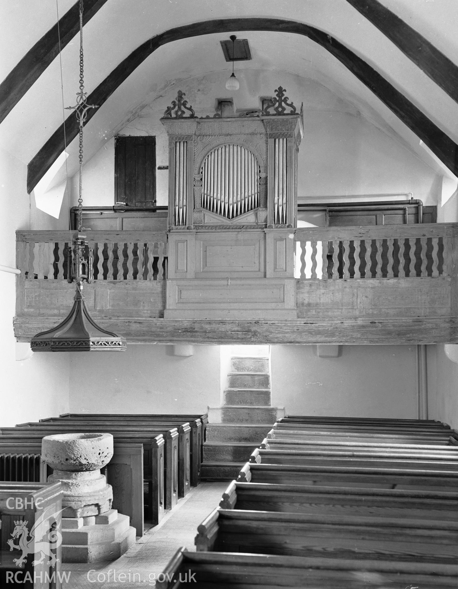 Interior view showing the barrel organ from the east.