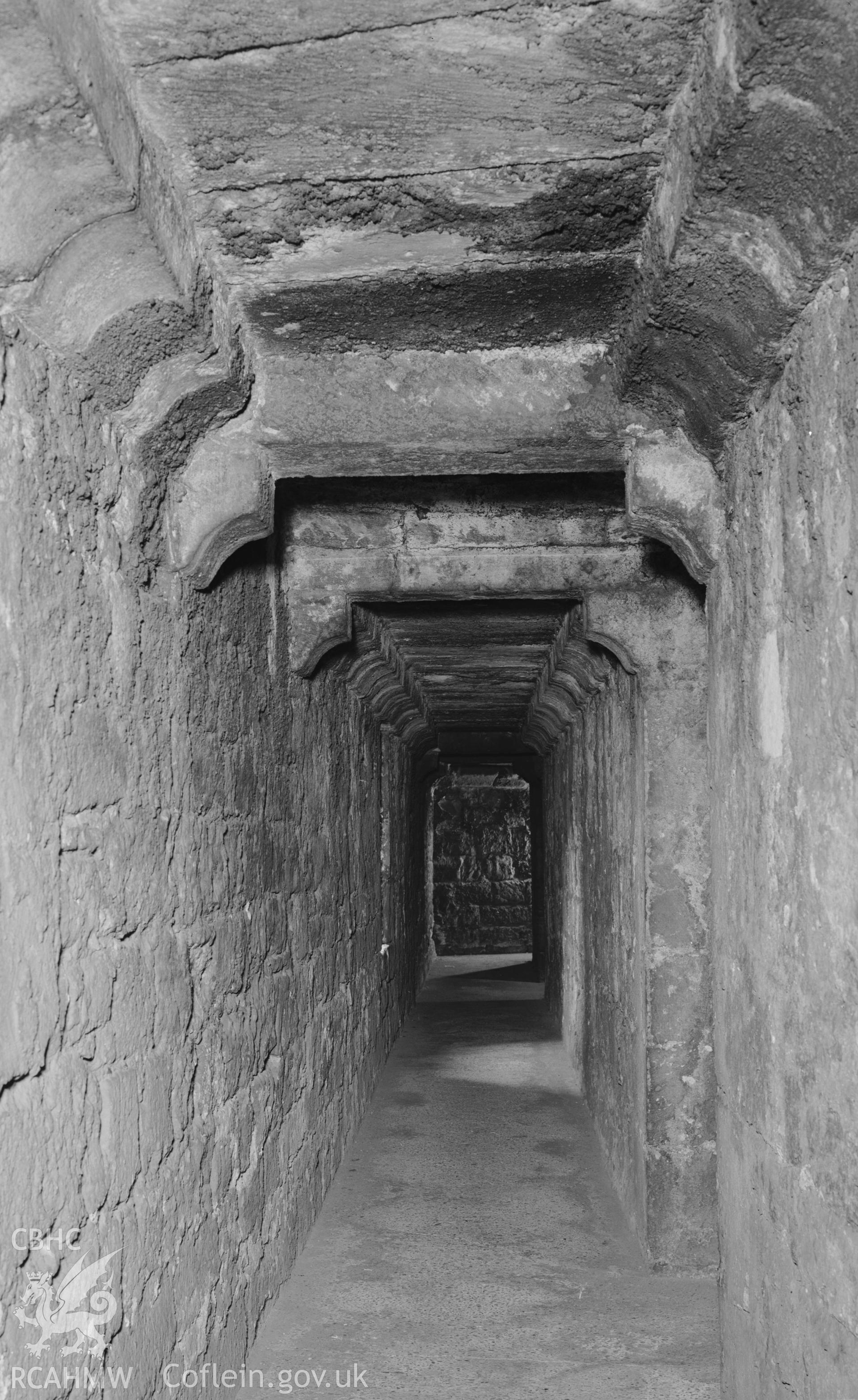 D.O.E photograph of Caernarfon Castle - wall passage near north east tower.