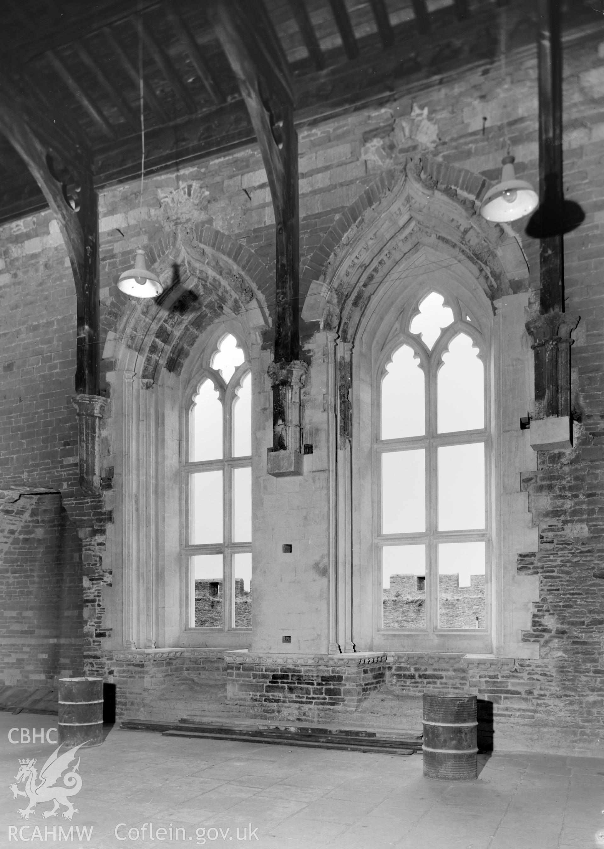 D.O.E photographs of Caerphilly Castle - windows Nos 3 & 4 showing inside of west jambs..