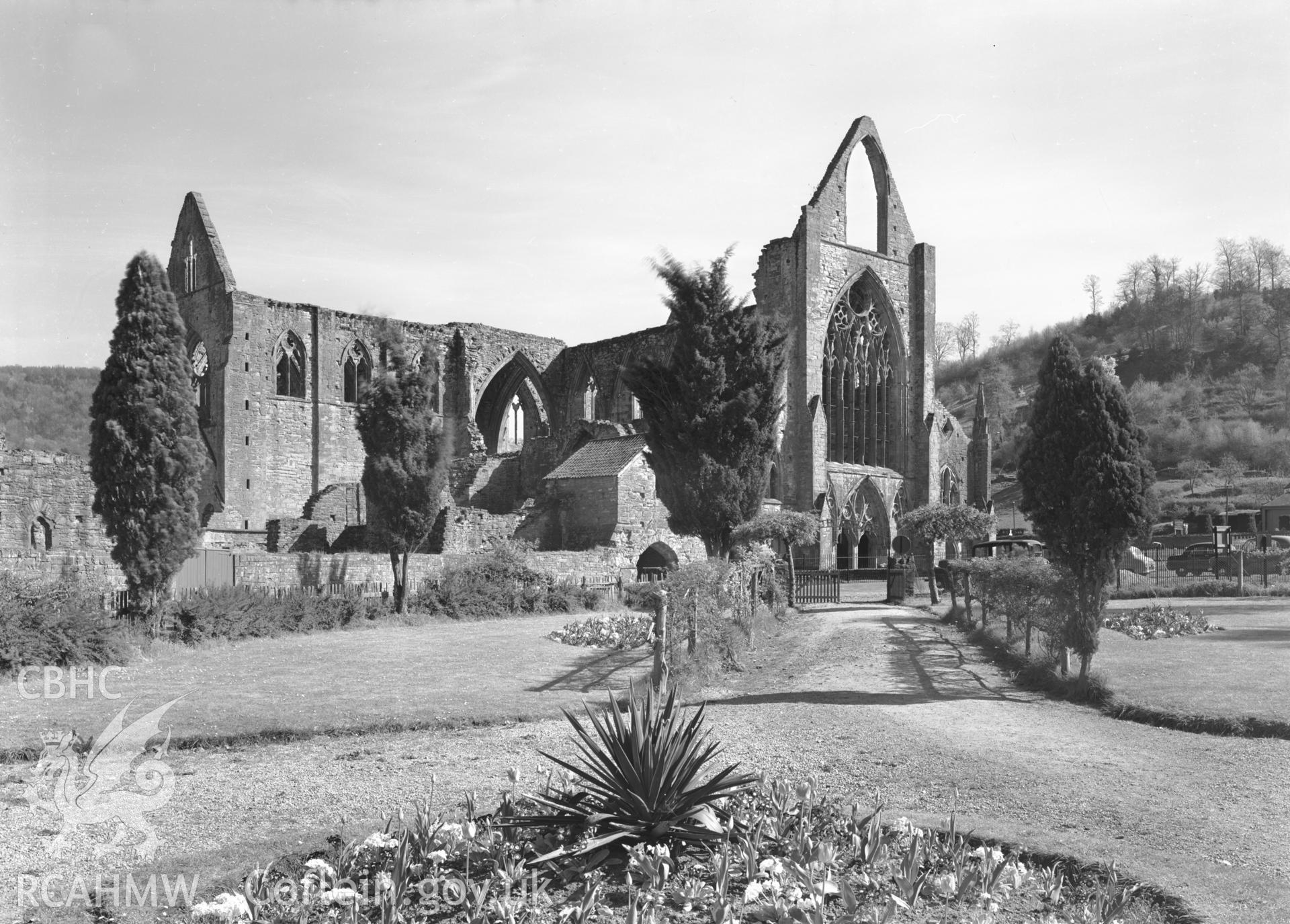 D.O.E. black and white negative of Tintern Abbey: exterior.