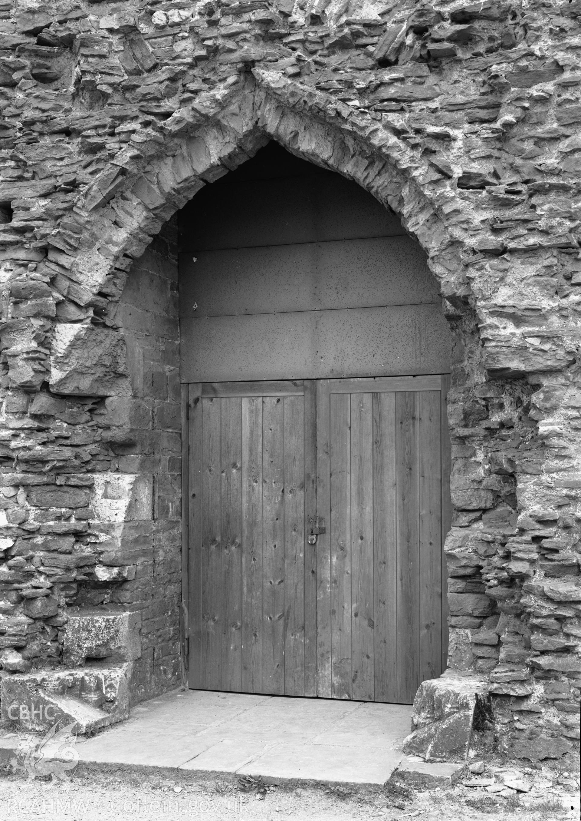 D.O.E photographs of Caerphilly Castle - external view of Hall door.
