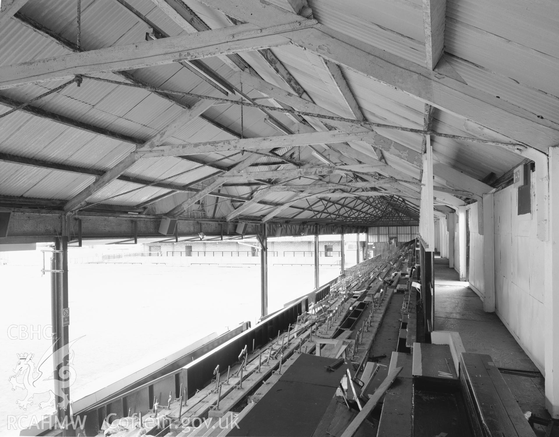 South Stand, Interior roof structure from southwest.