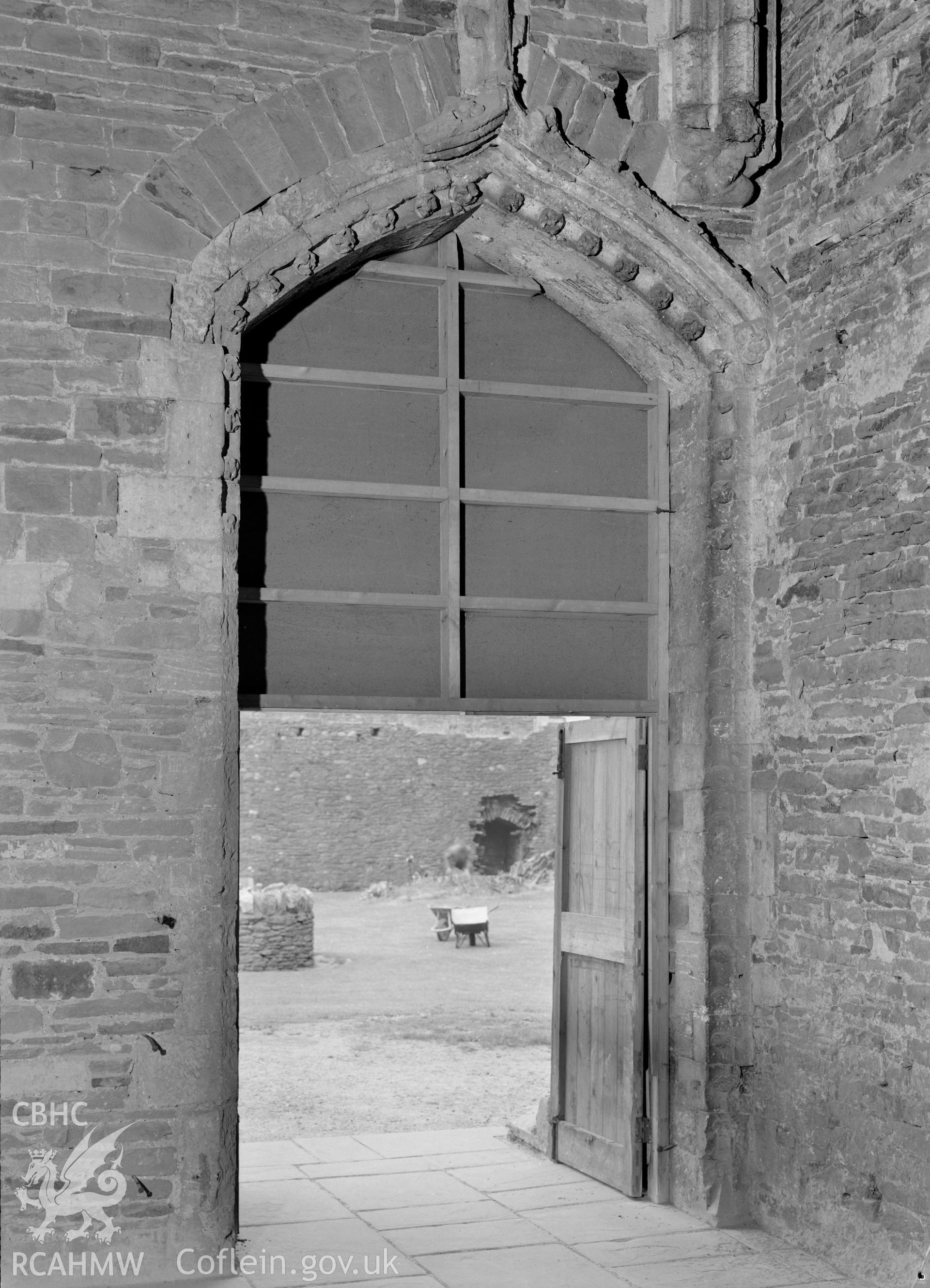 D.O.E photographs of Caerphilly Castle - internal view of door in Hall.