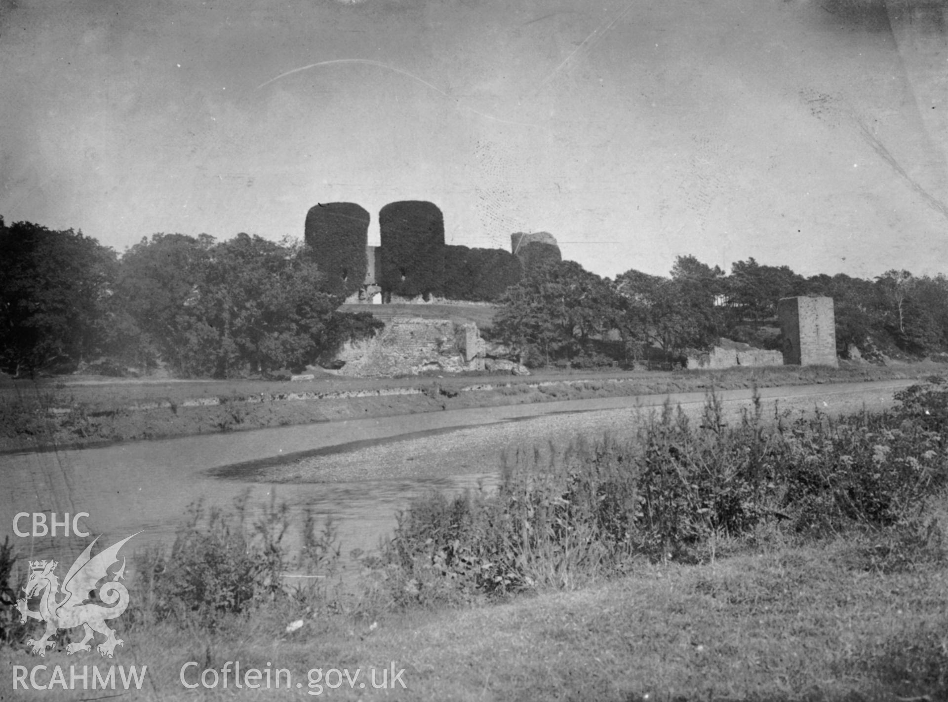 D.O.E photograph of Rhuddlan Castle. Before and during treatment.