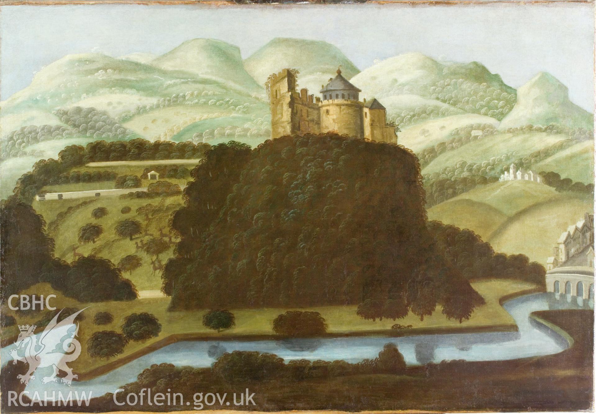 Painting of Dynevor castle from south.