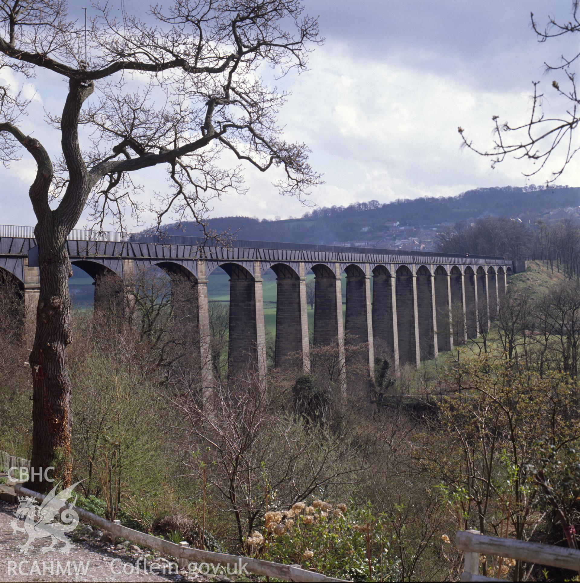 1 colour transparency showing view of Pontcysyllte Aqueduct, undated; collated by the former Central Office of Information.