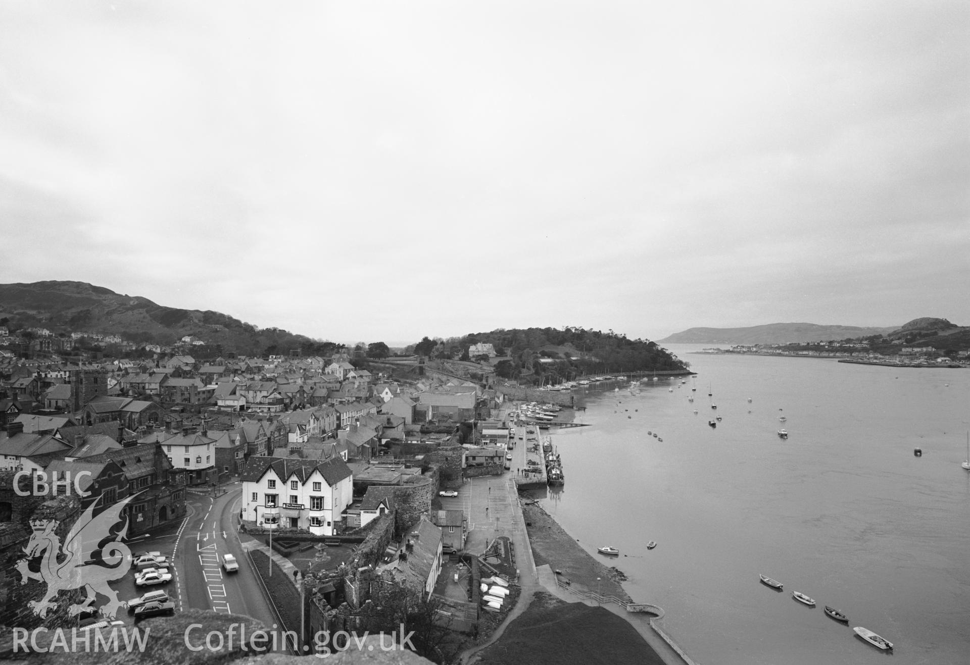 Photographic negative showing view of Conwy; collated by the former Central Office of Information.