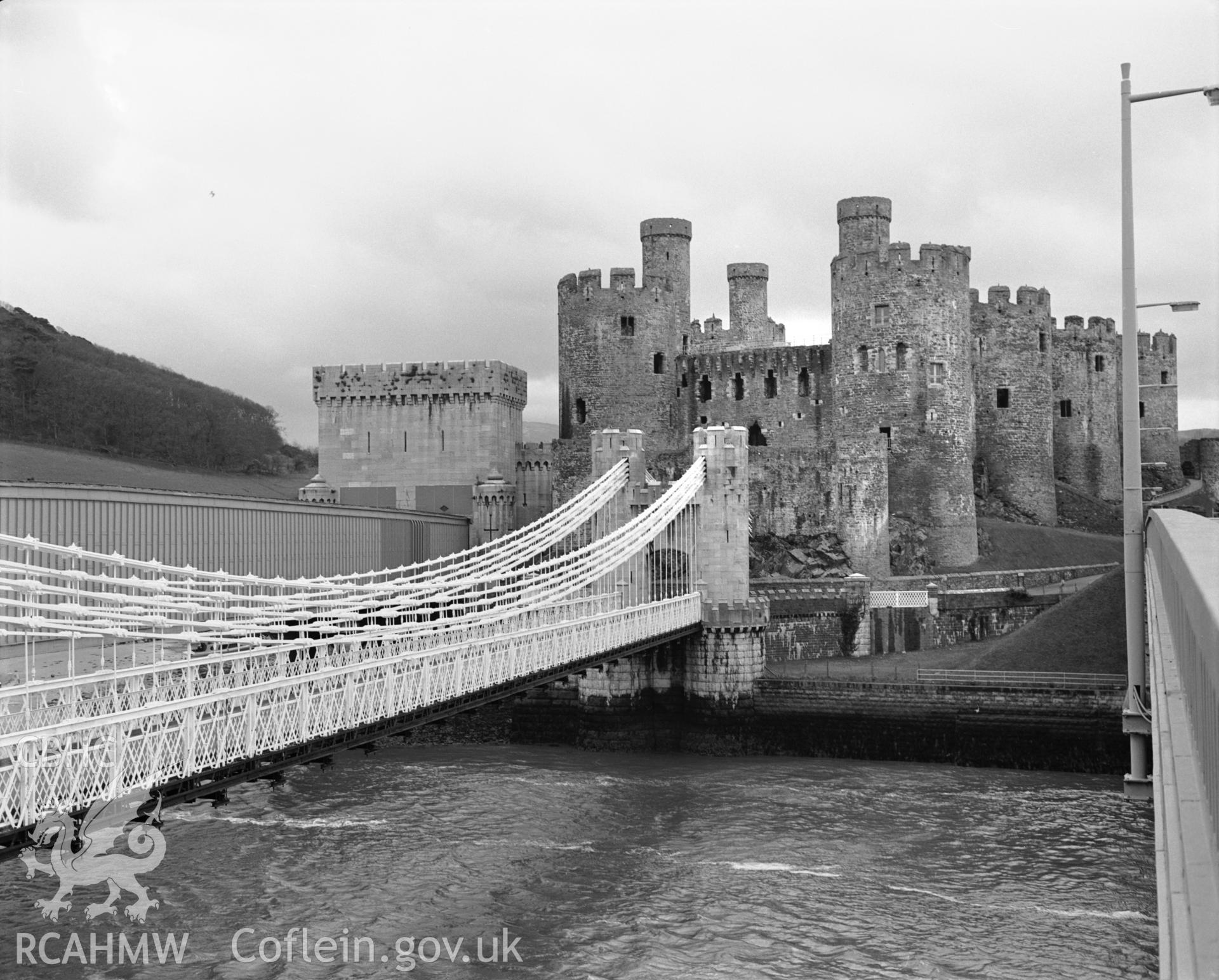 Photographic negative showing view of Conwy castle; collated by the former Central Office of Information.