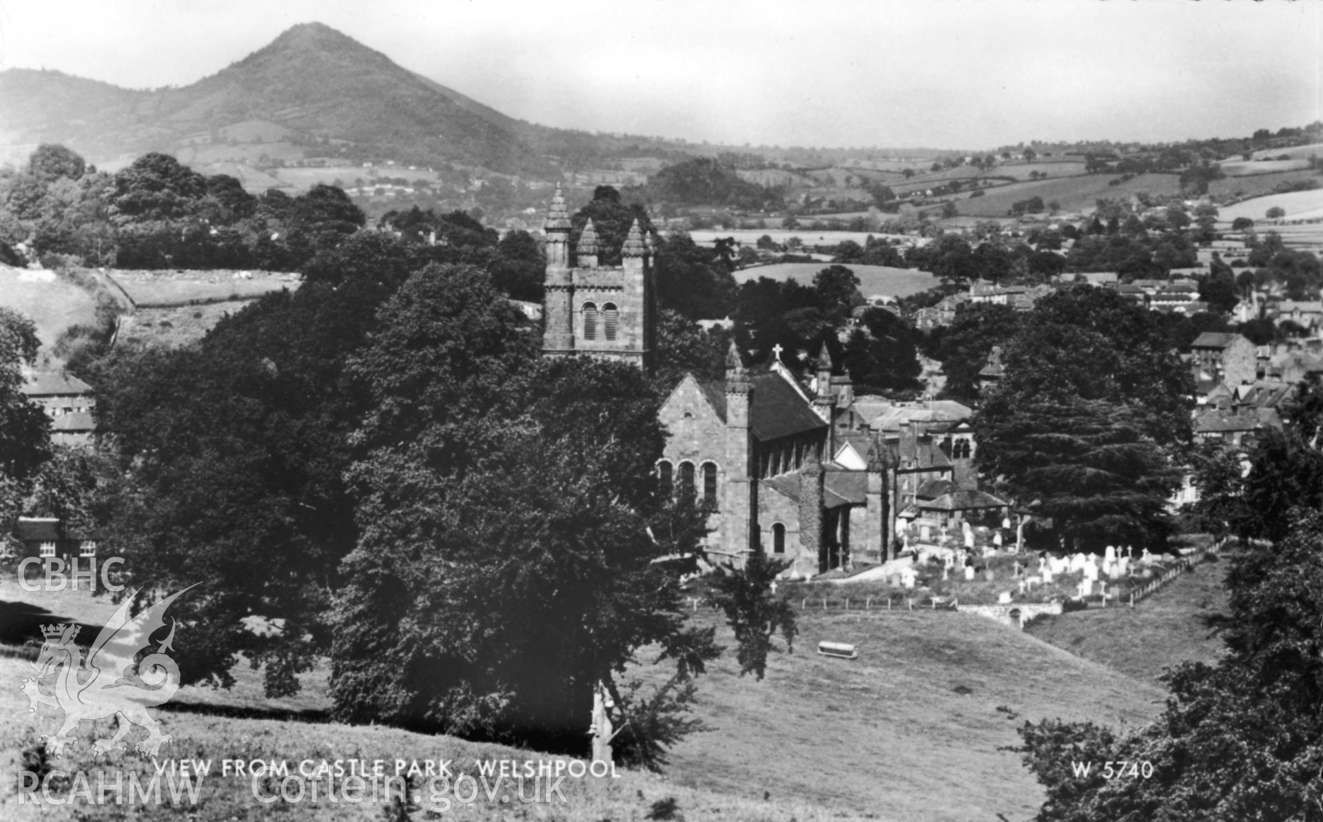 Postcard view of  Christ Church, Welshpool.