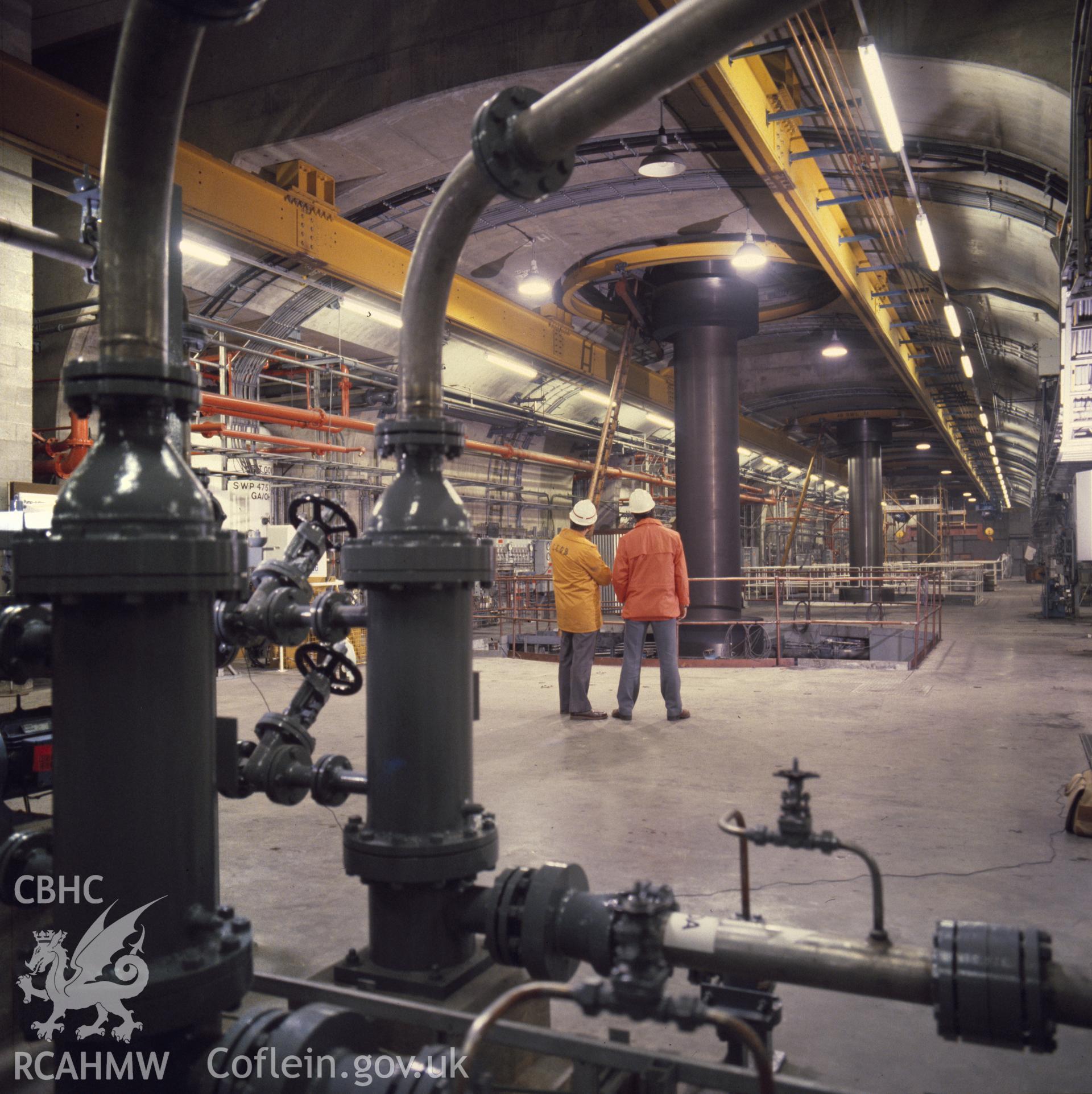 1 colour transparency showing interior of the generating hall at Dinorwig Power Station; collated by the former Central Office of Information.