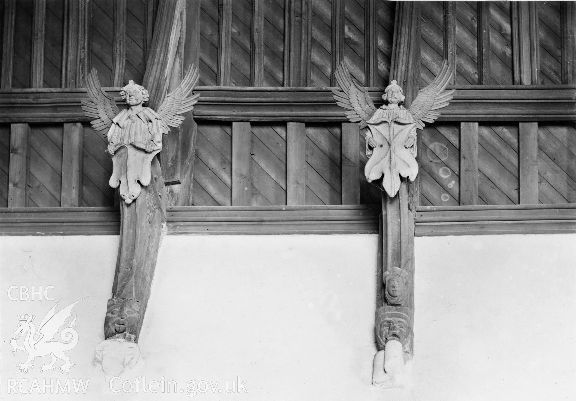Interior view showing roof angels.