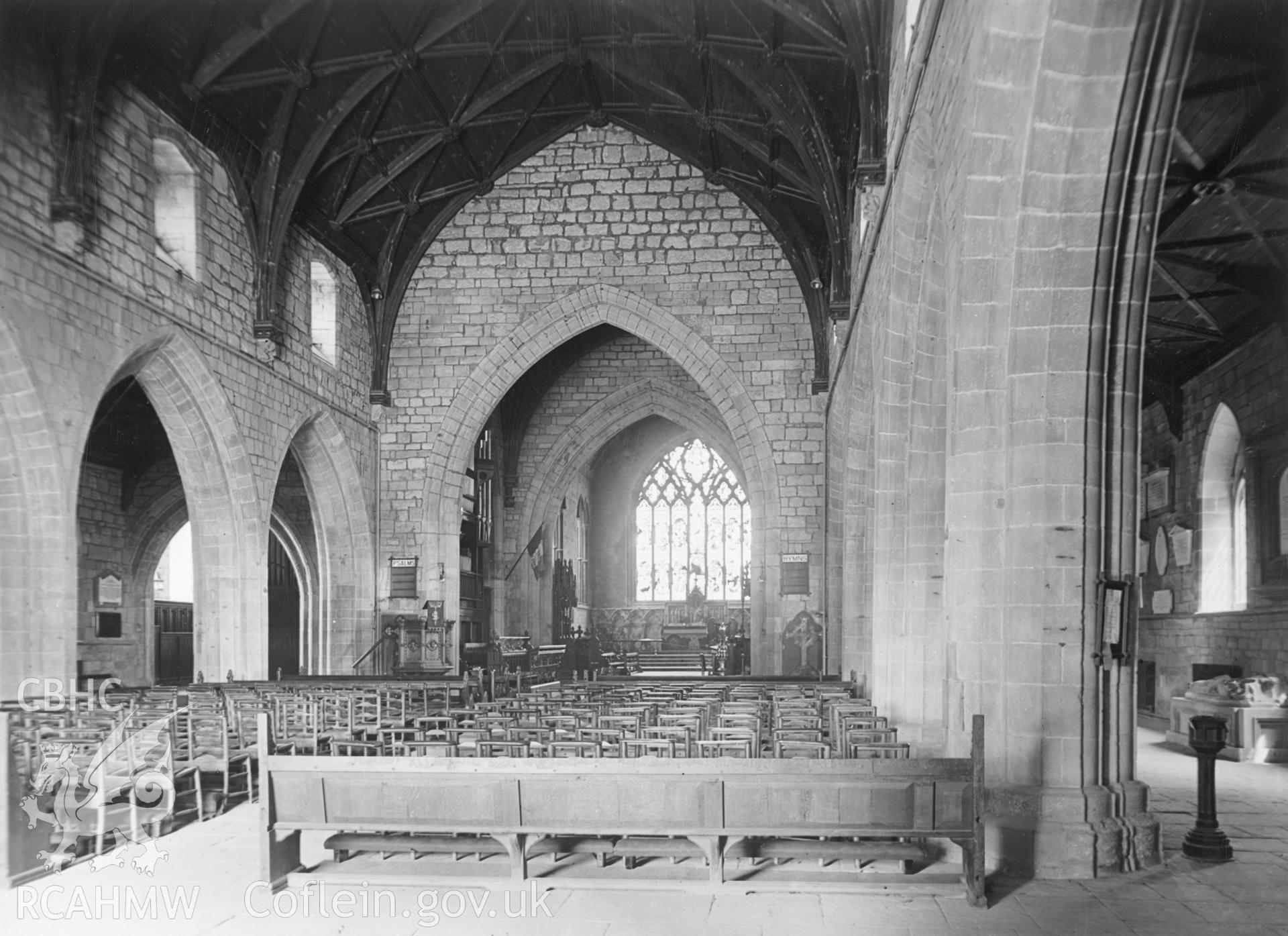 1 b/w print showing interior view of St Asaph Cathedral, collated by the former Central Office of Information.