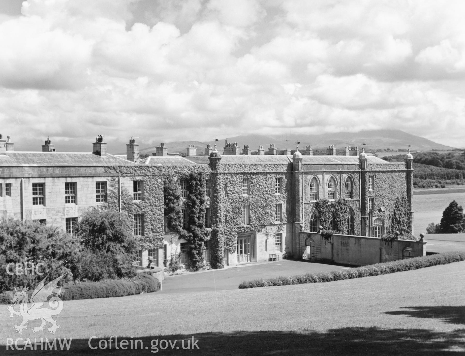 1 b/w print showing view of Plas Newydd House, Anglesey; collated by the former Central Office of Information.