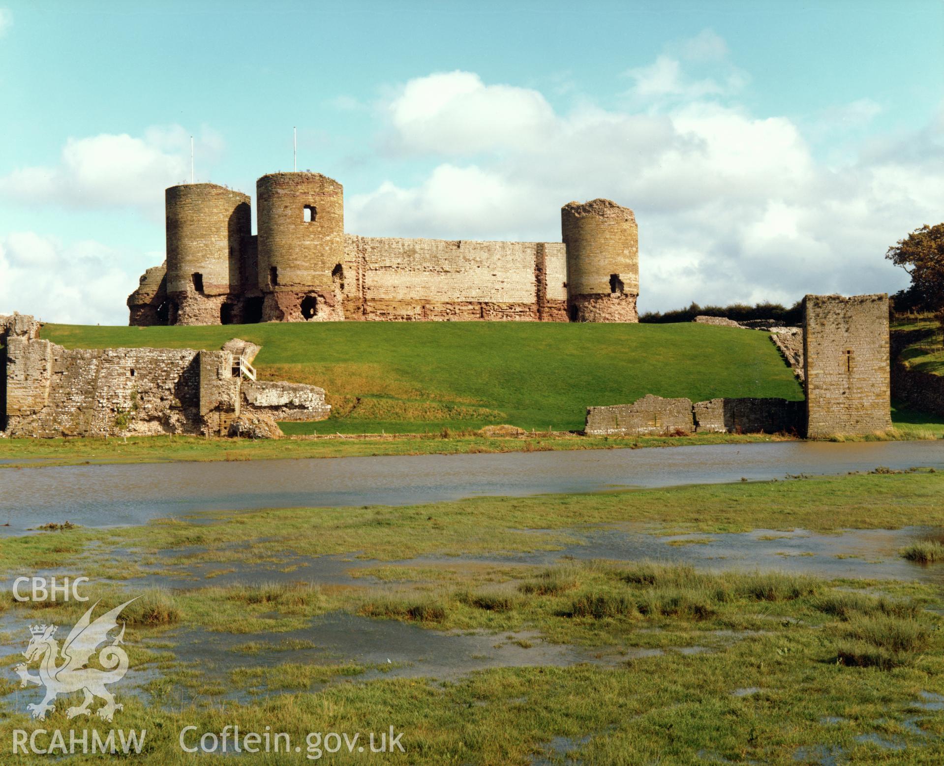1 colour print showing view of Rhuddlan castle, collated by the former Central Office of Information.
