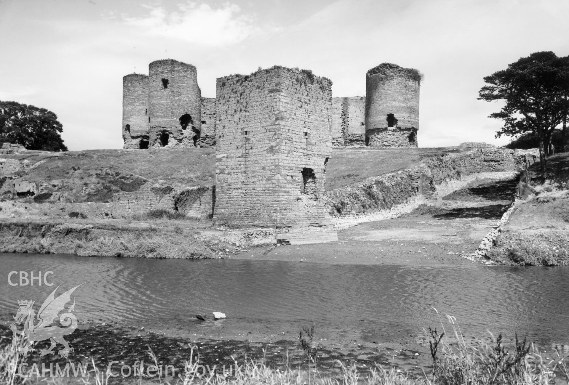 1 b/w print showing view of Rhuddlan castle, collated by the former Central Office of Information.