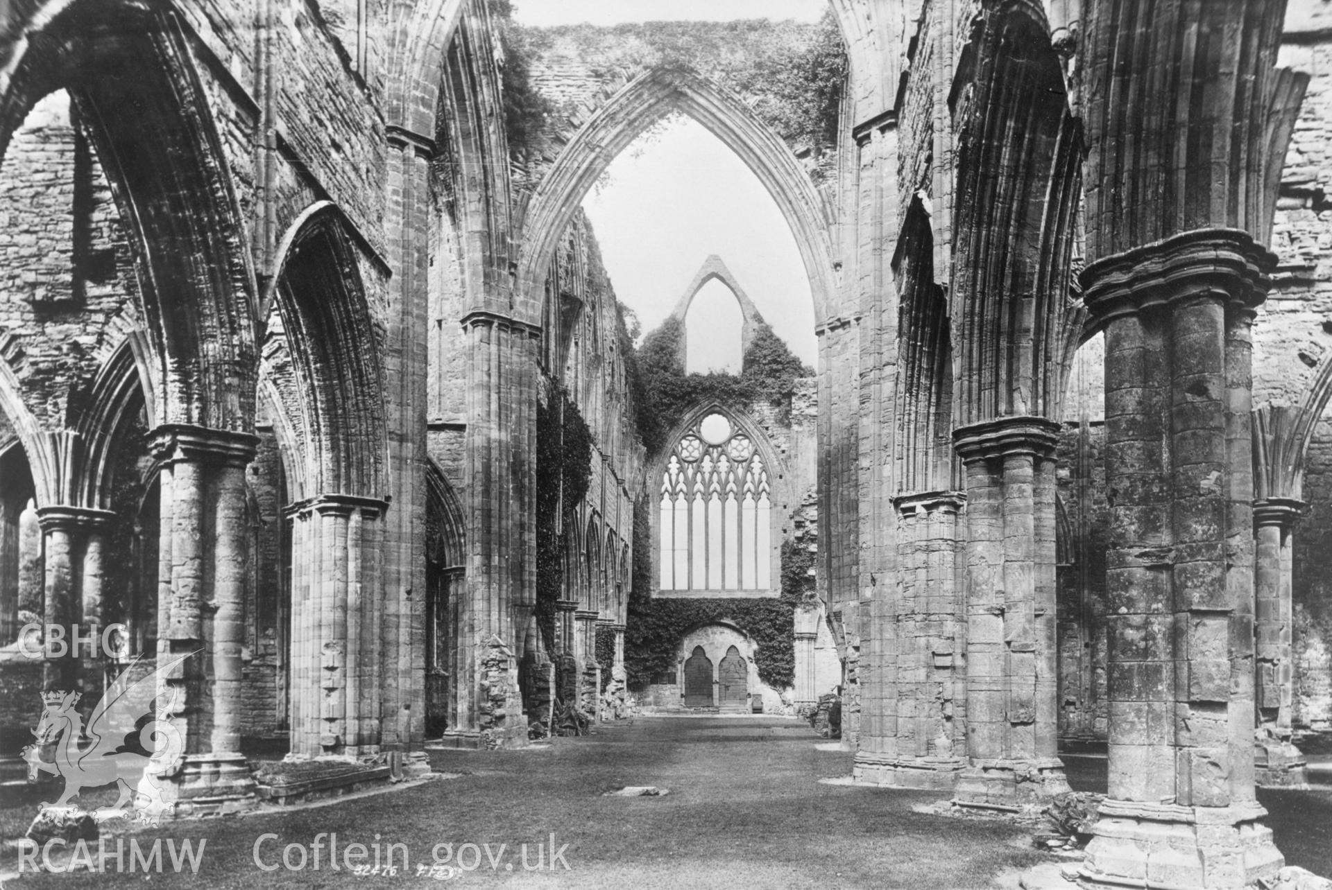 1 b/w print showing interior view of Tintern Abbey; collated by the former Central Office of Information.