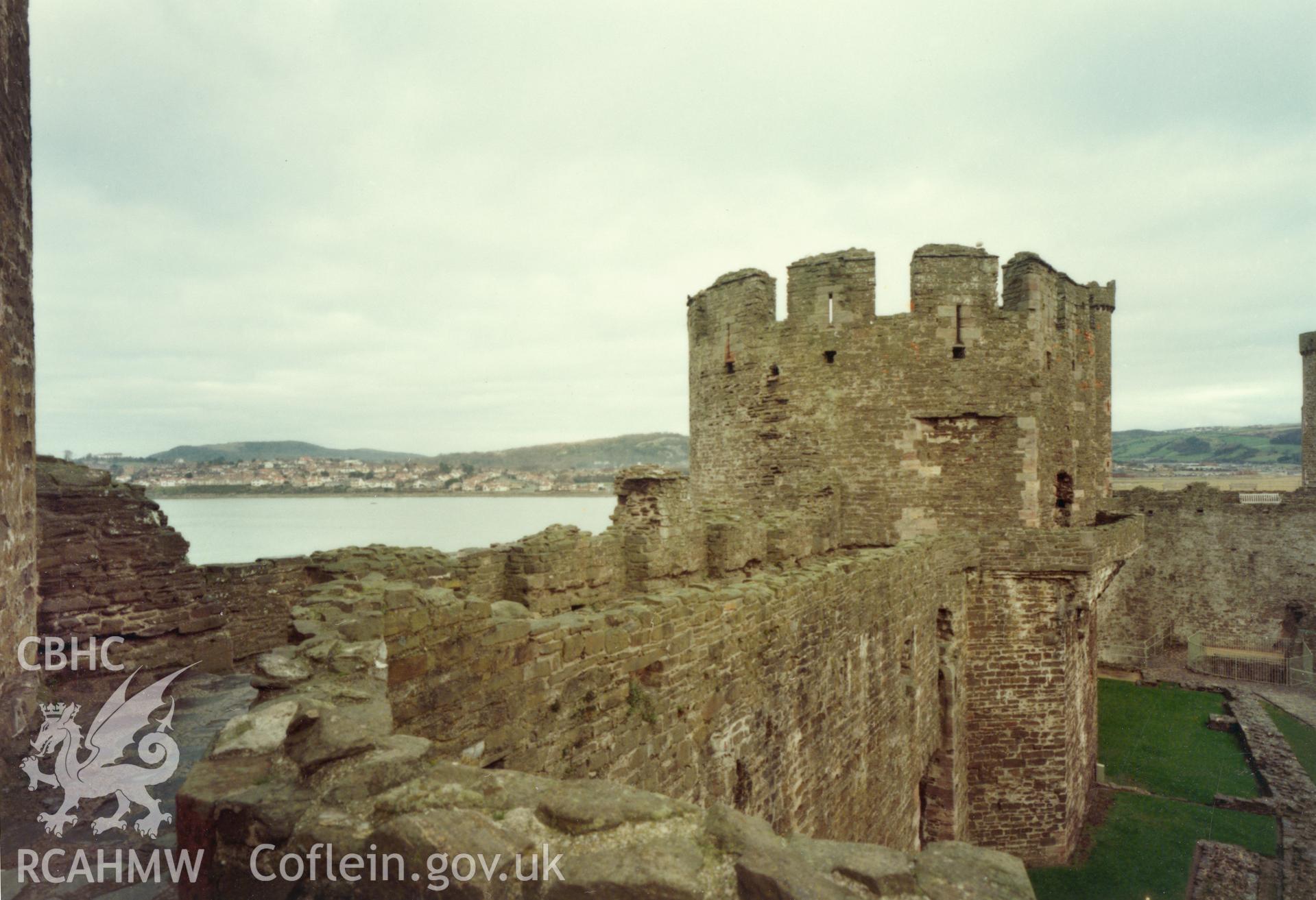 1 of a set of 27 colour prints: print showing view of Conwy castle, collated by the former Central Office of Information.