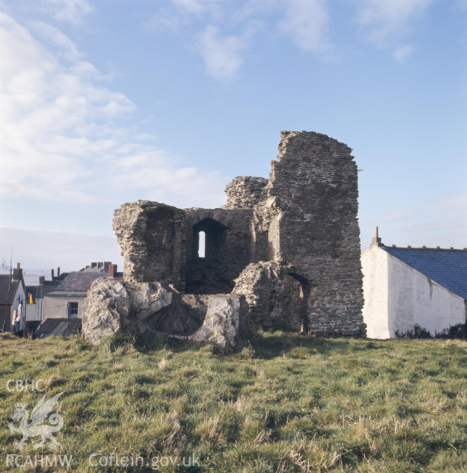 1 colour transparency showing view of Loughor Castle; collated by the former Central Office of Information.