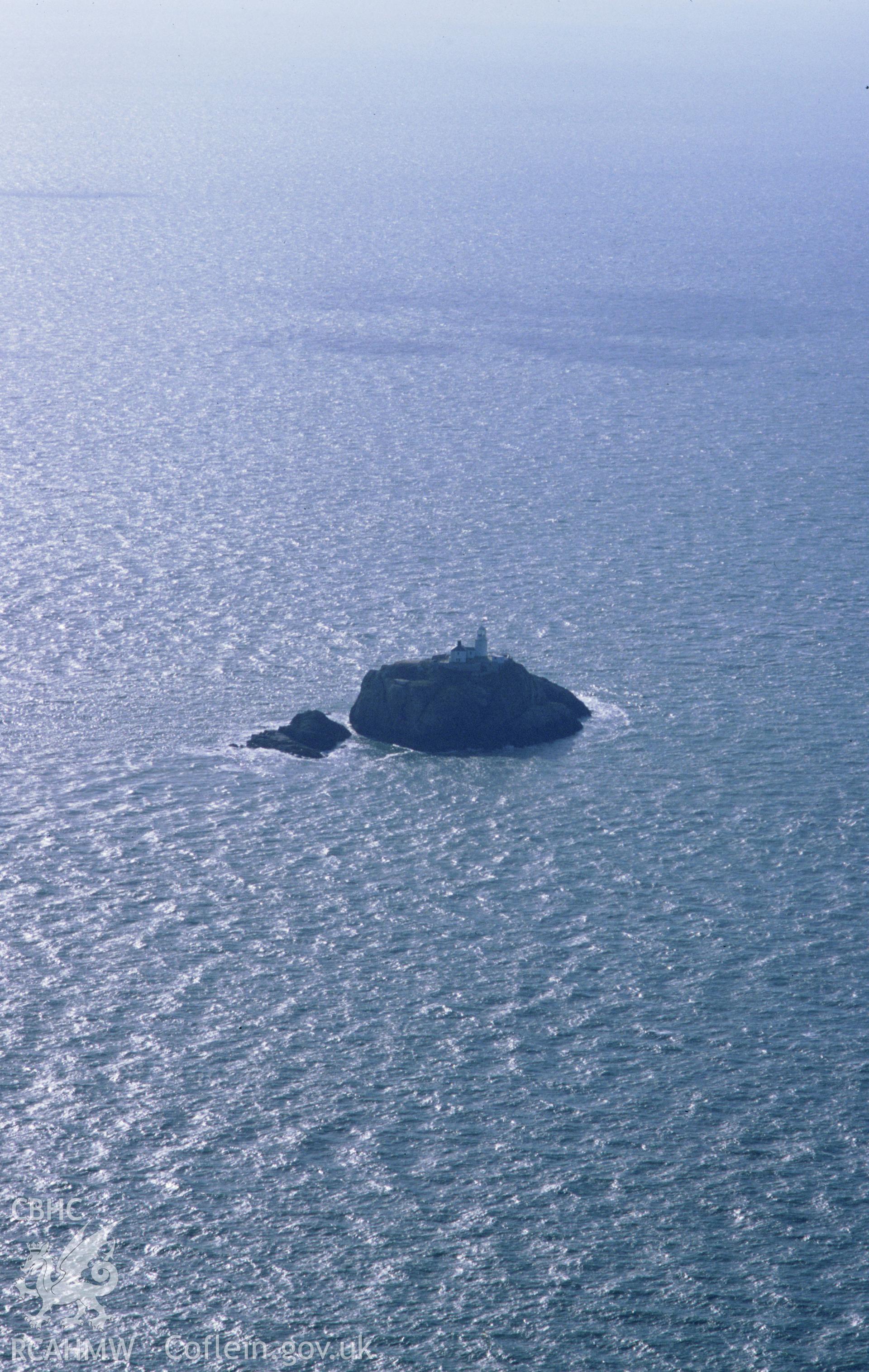 Slide of RCAHMW colour oblique aerial photograph of South Bishop Island, taken by T.G. Driver, 2002.