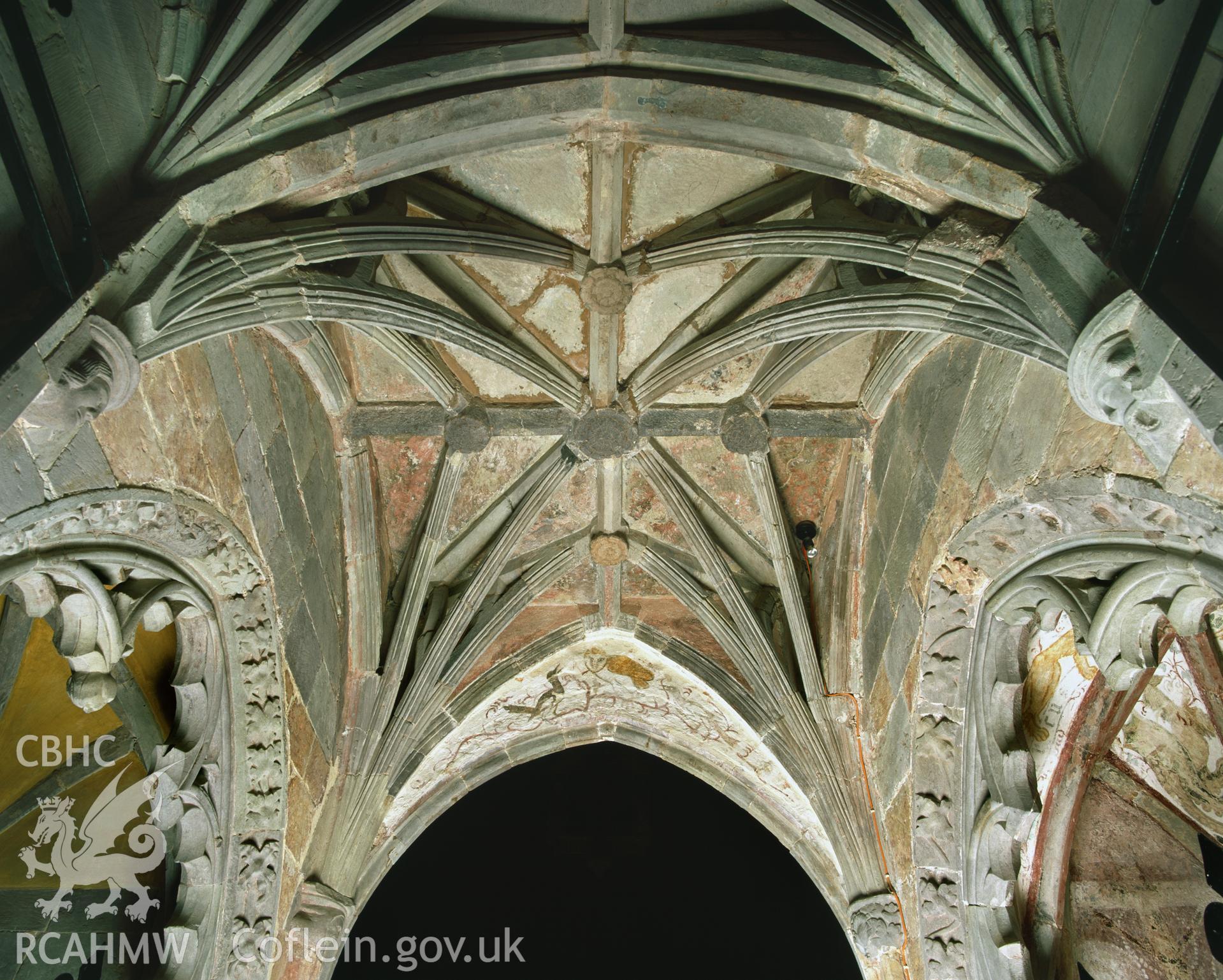RCAHMW colour transparency showing vaulting at St Davids Cathedral, taken by RCAHMW, 2003