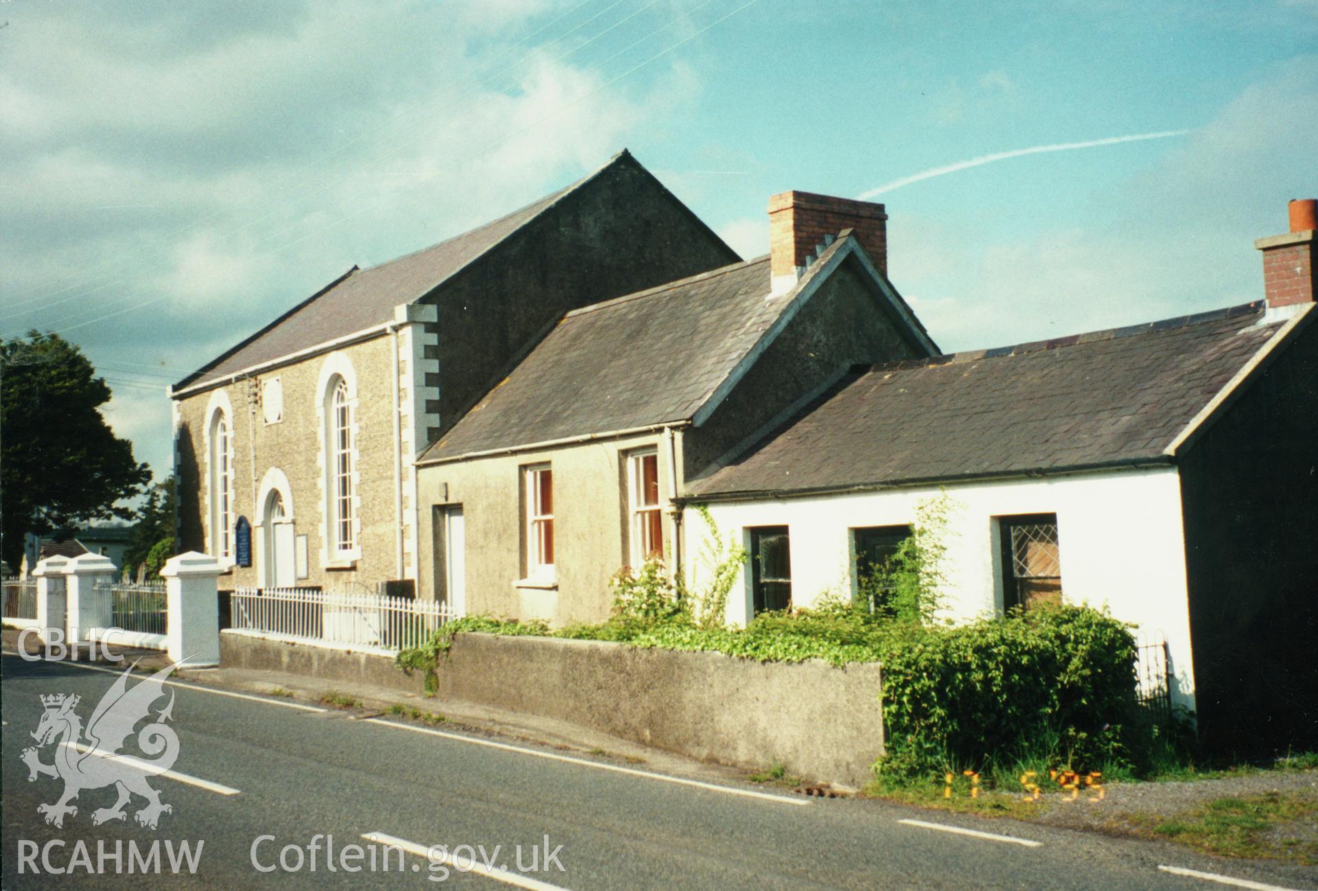 Digital copy of a colour photograph showing exterior view of Zion Calvinistic Methodist Chapel, Begelly, taken by Robert Scourfield, 1996.