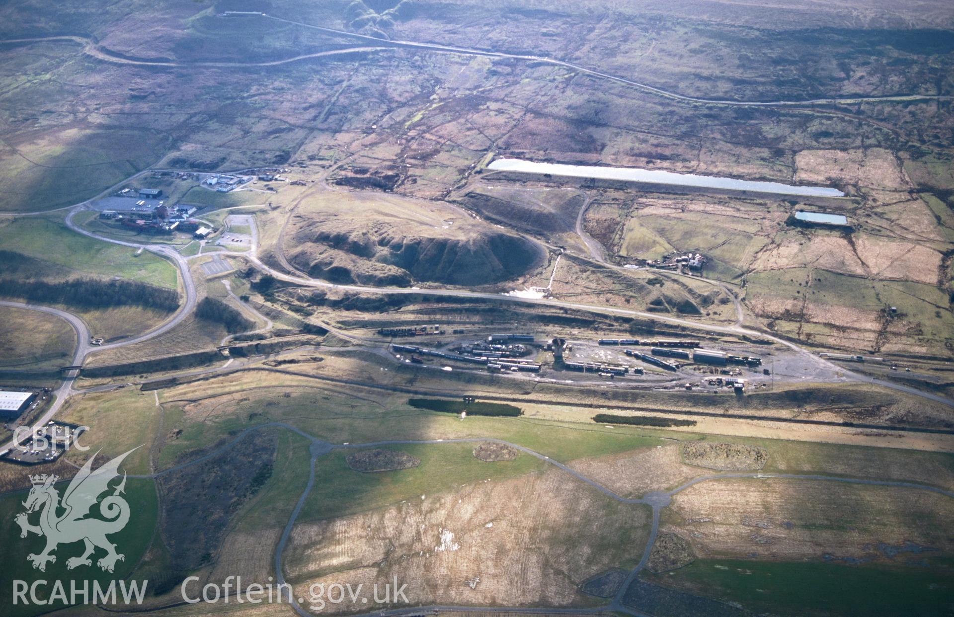 Slide of RCAHMW colour oblique aerial photograph of Big Pit Coal Mine, Blaenavon, taken by T.G. Driver, 15/3/1999.