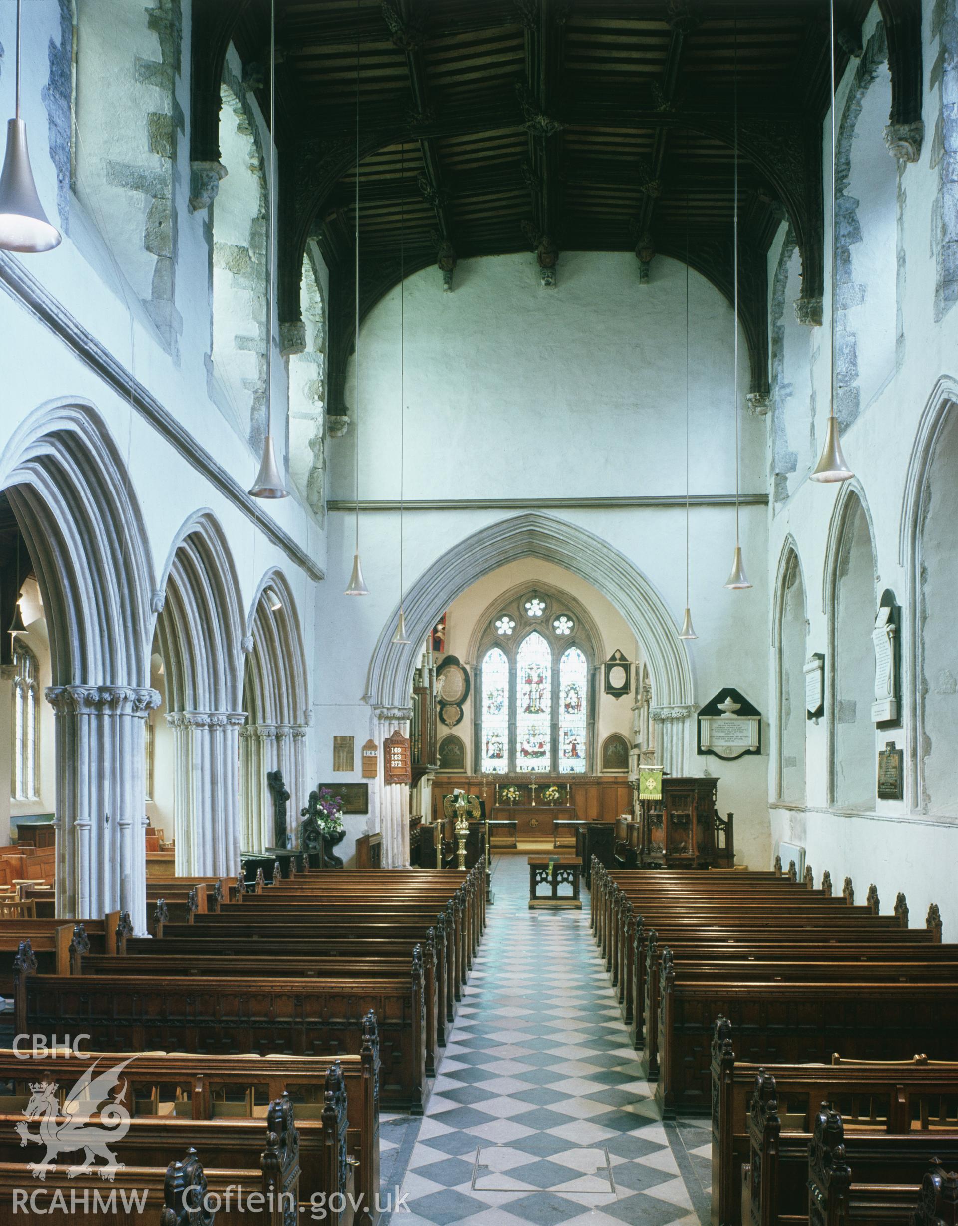RCAHMW colour transparency showing interior view of St Marys Church, Haverfordwest