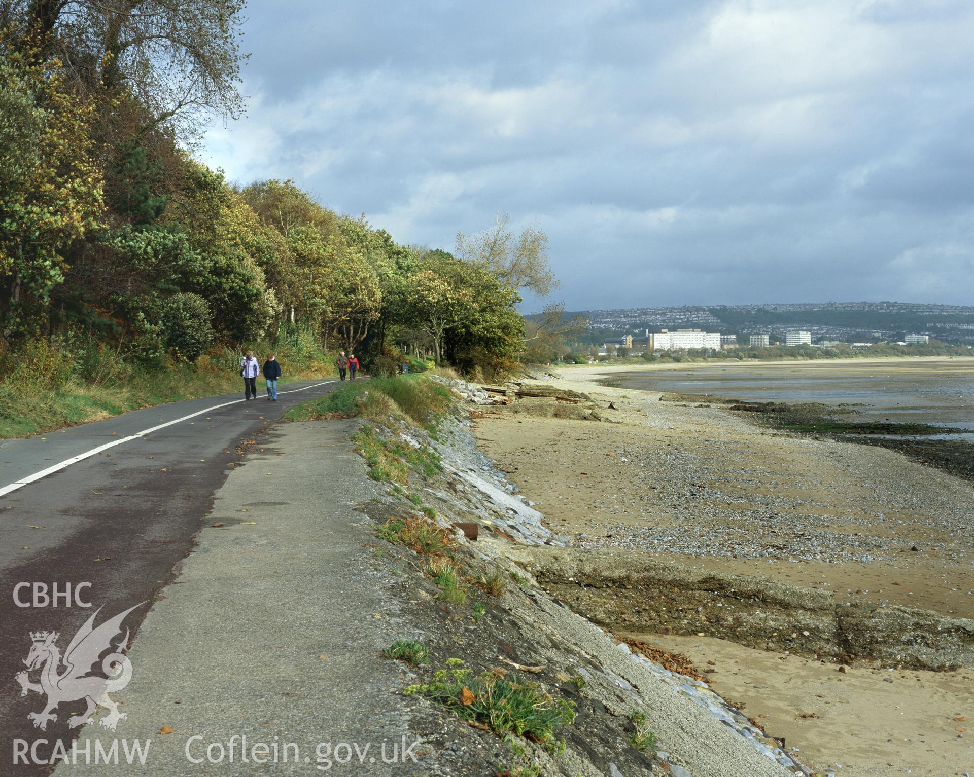 Colour transparency showing  view of the tramway bed at Oystermouth, produced by Iain Wright, October 2005.