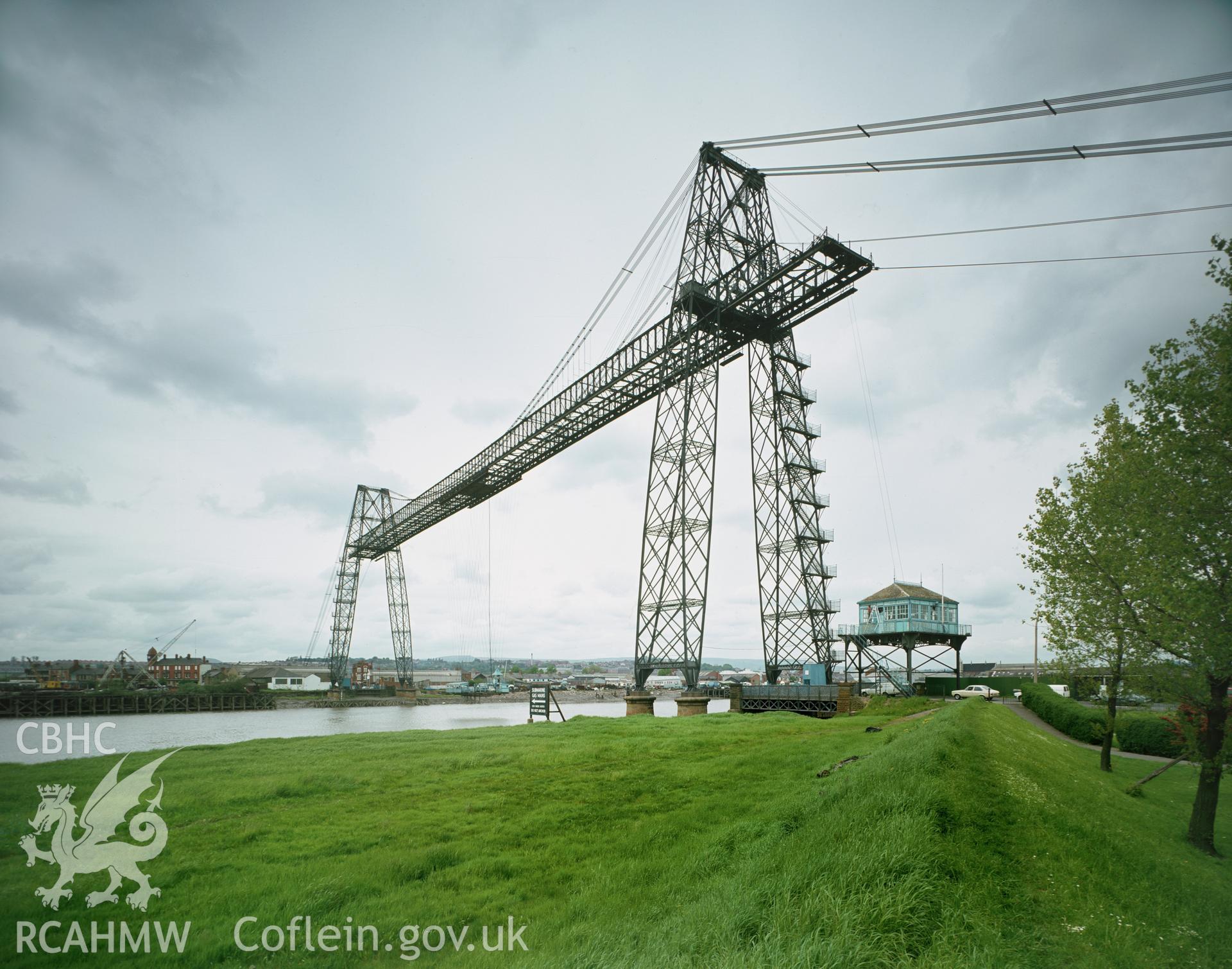 RCAHMW colour transparency showing view of Newport Transporter Bridge