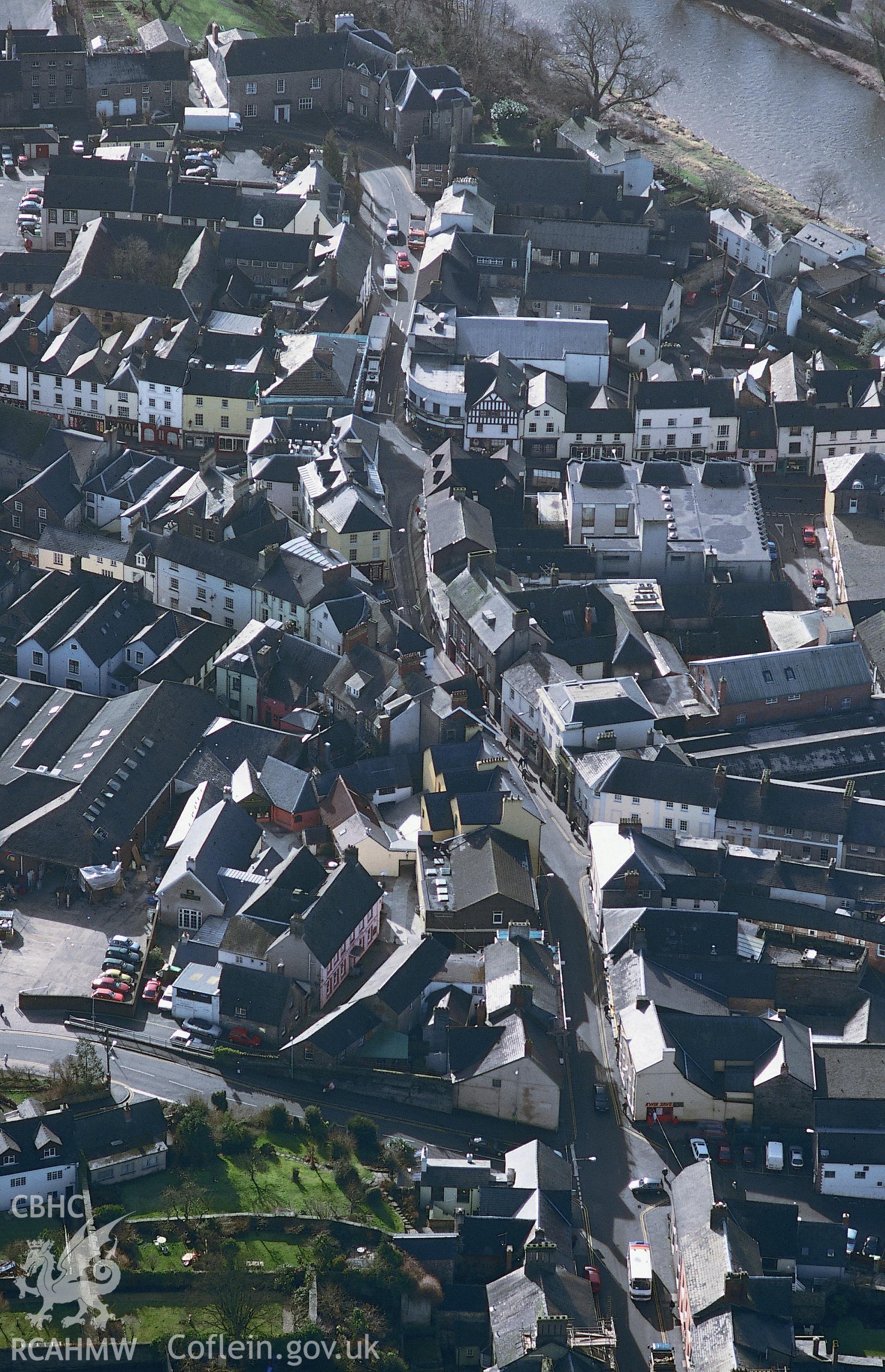 Slide of RCAHMW colour oblique aerial photograph of Brecon, taken by T.G. Driver, 2/1/2001.