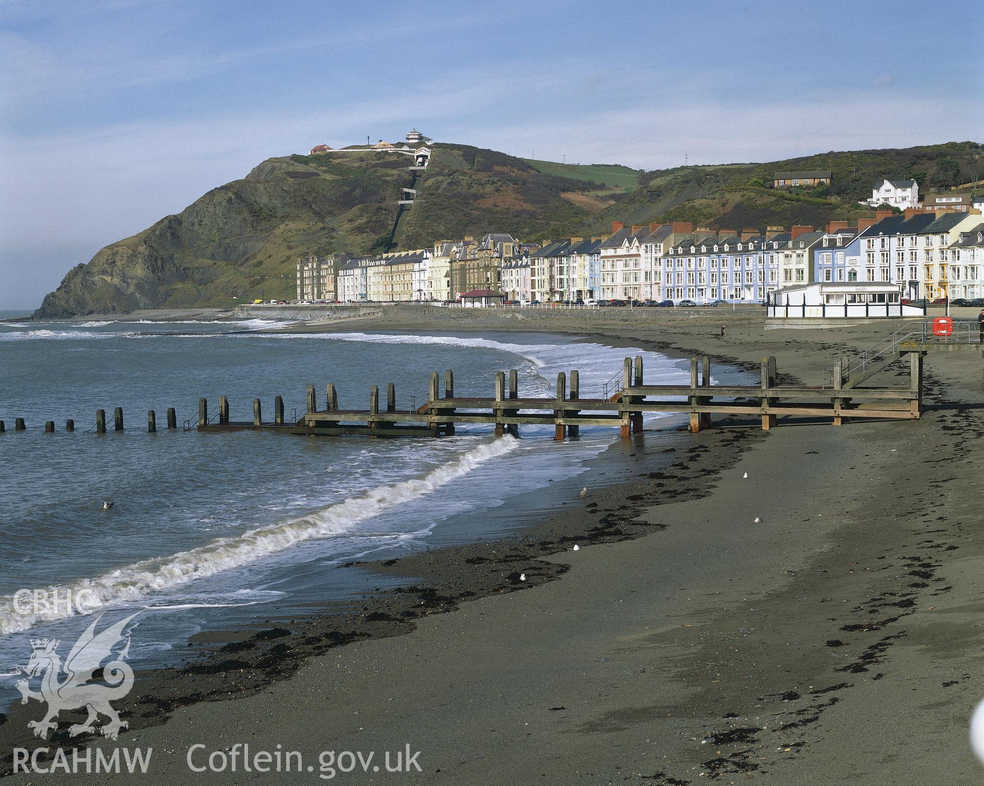 RCAHMW colour transparency showing view of the Promenade, Aberystwyth.
