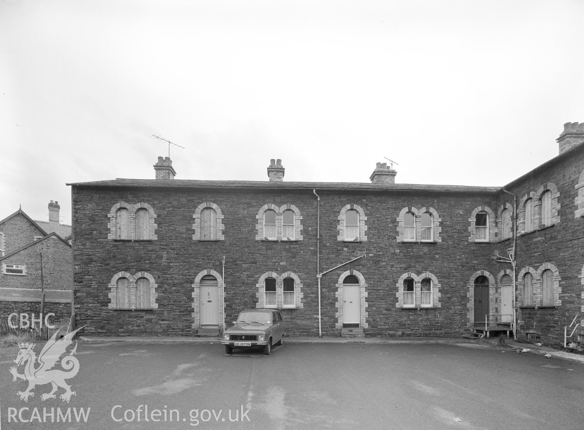 Black and white acetate negative showing an exterior view of the Militia Barracks,  Gogerddan Place, Aberystwyth.