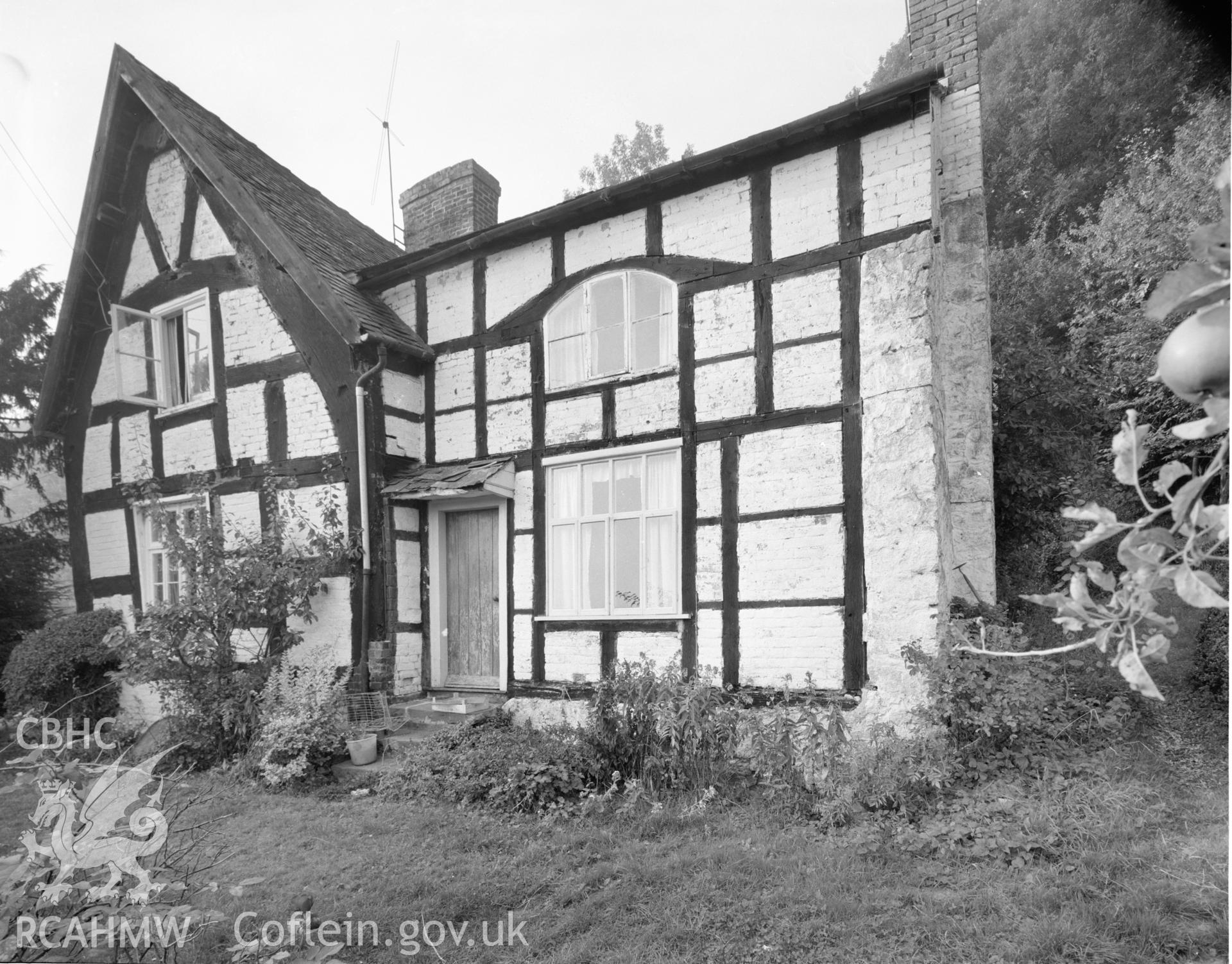 Black and white acetate negative showing exterior view of Llwyn, Llandrinio.