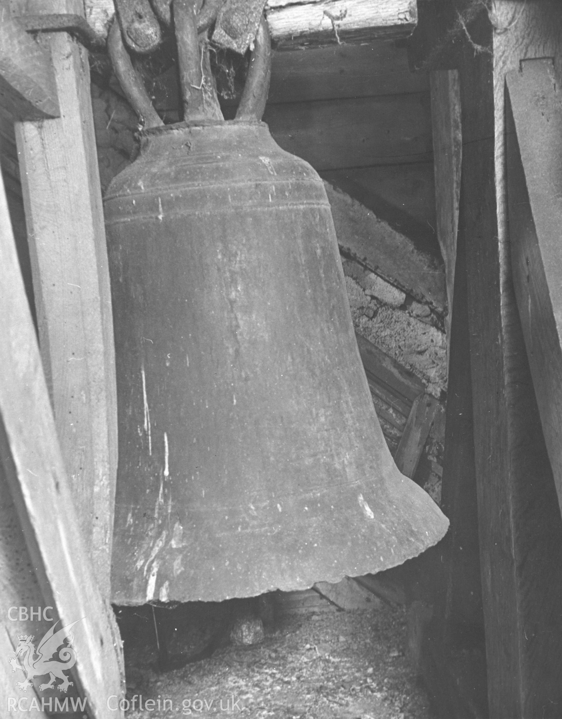 Detail of church bell, St Michael's Church, Bryngwyn.  Dated August 1947.