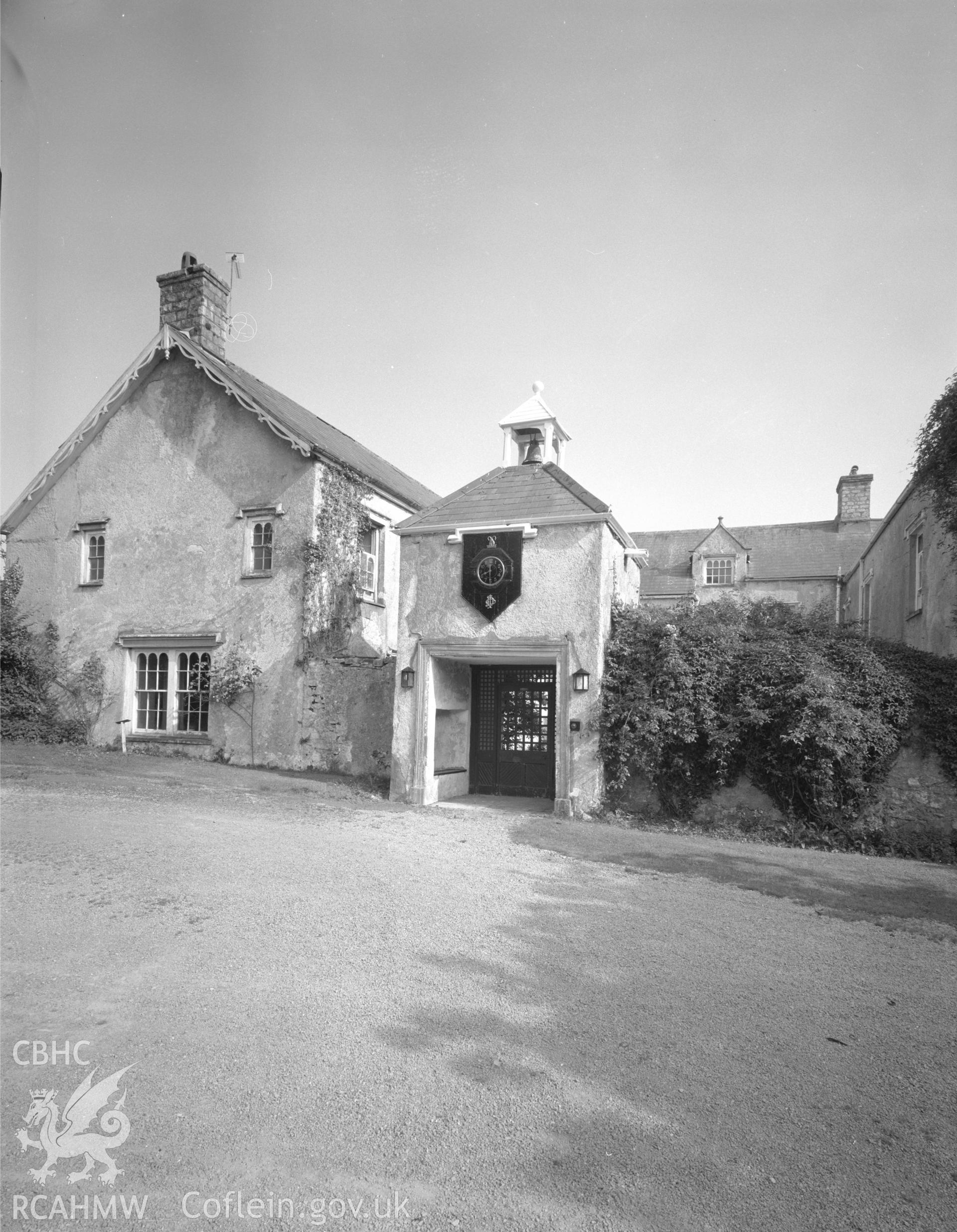 Black and white acetate negative showing exterior view of Boverton.