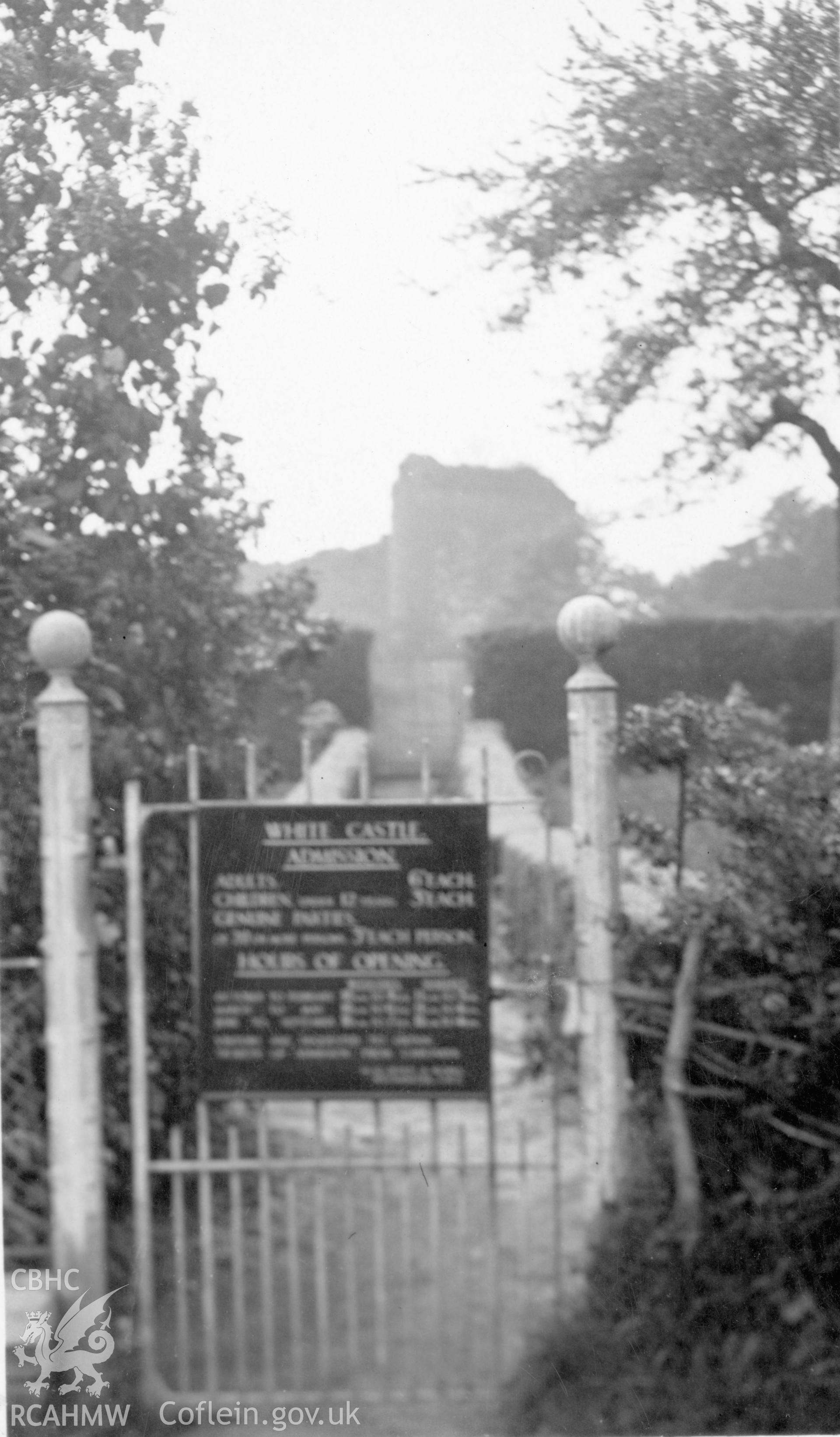 View of entrance/access point to gateway at White Castle, Llantilio.