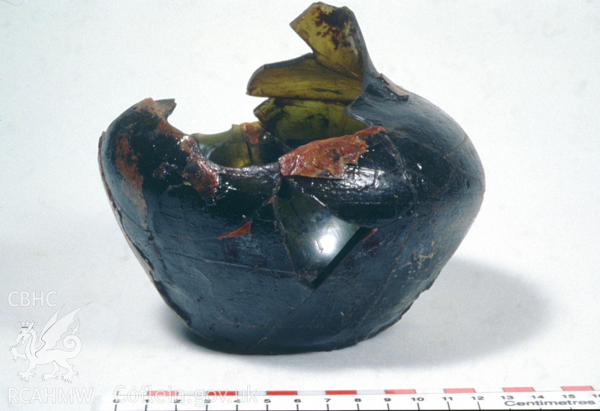 Colour slide showing find from site, broken pottery vessel, from a survey of the Mary designated shipwreck, courtesy of National Museums, Liverpool (Merseyside Maritime Museum)