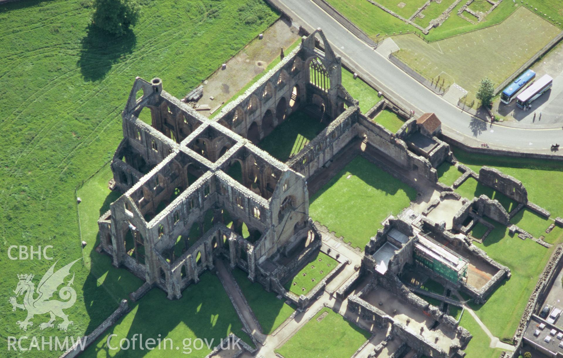 RCAHMW colour slide oblique aerial photograph of Tintern Abbey, taken by Toby Driver, 2004