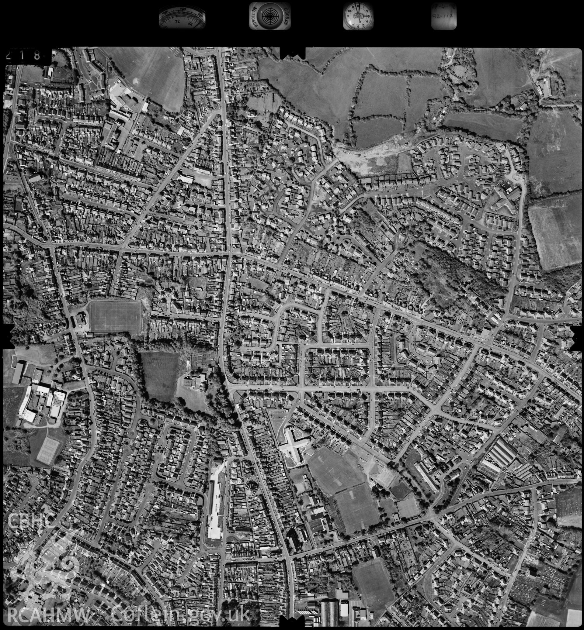 Digitized copy of an aerial photograph showing Loughor area, taken by Ordnance Survey, 1992.