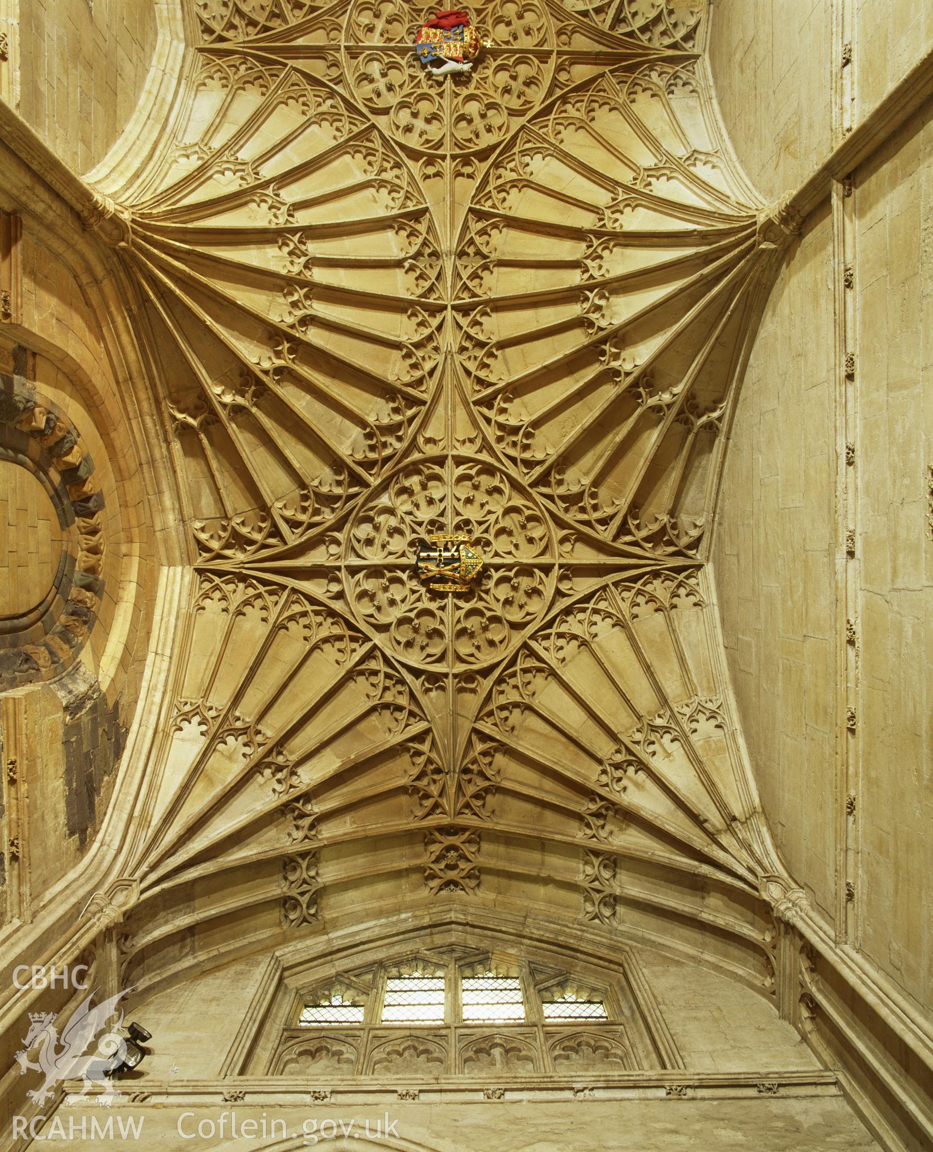 RCAHMW colour transparency showing view of the vaulting in the Vaughan Chapel, St David's Cathedral, taken by I.N. Wright, 2003.
