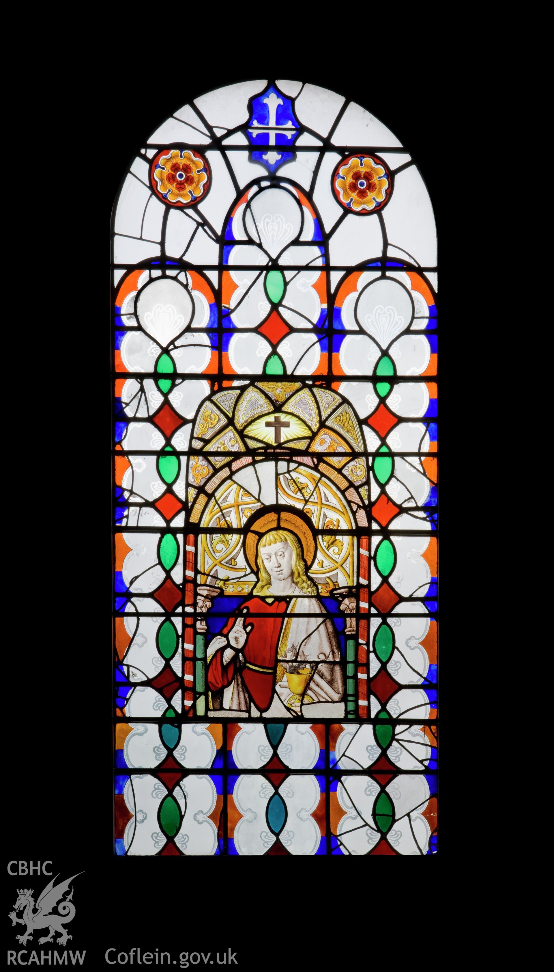Stained glass in west wall.